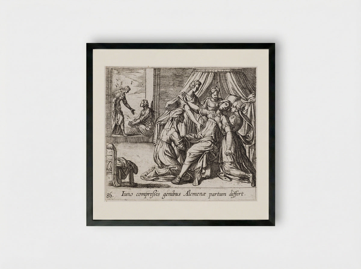 The Birth of Hercules - Antonio Tempesta - Framed Print Black