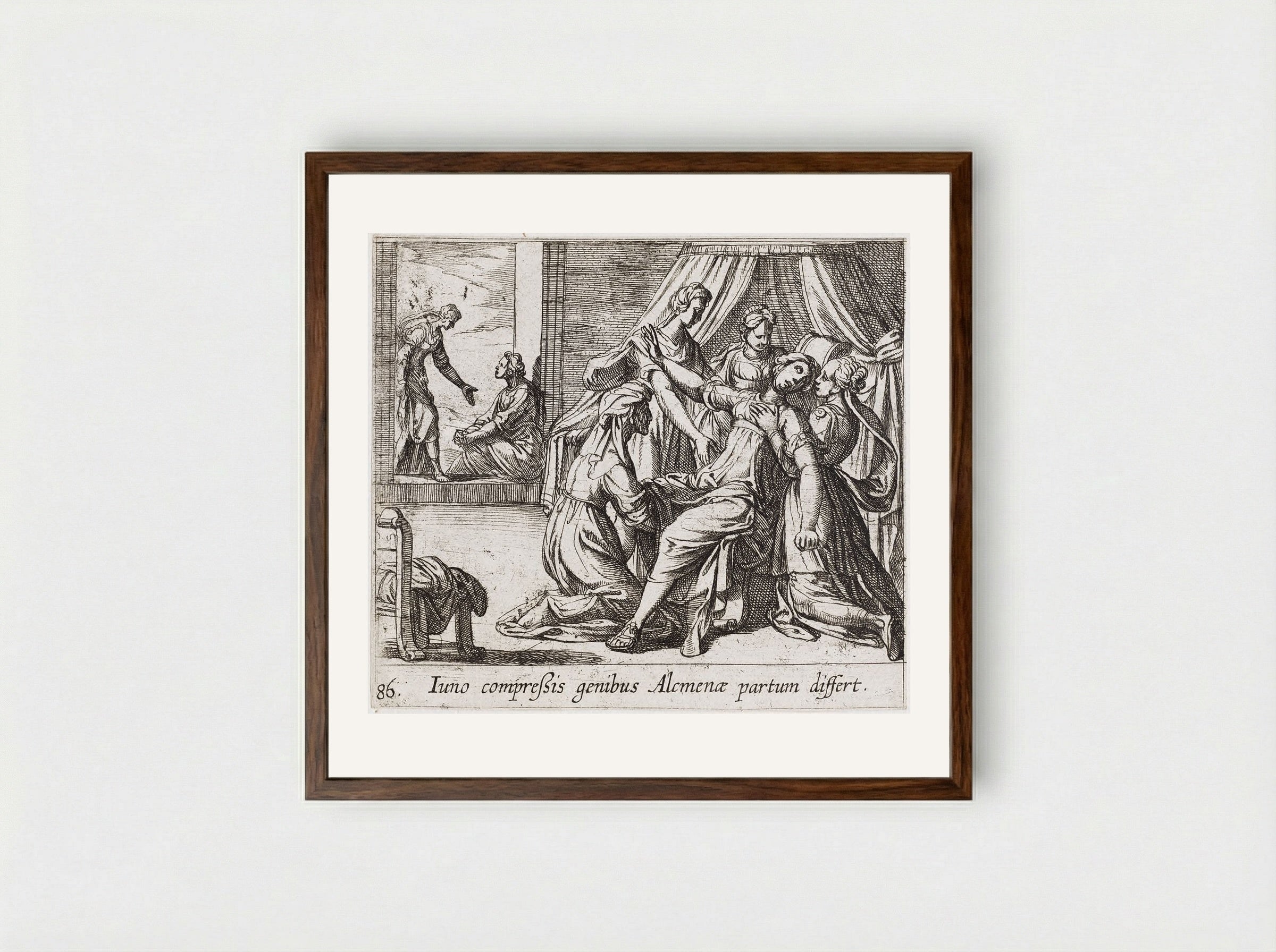 The Birth of Hercules - Antonio Tempesta - Framed Print Dark Wood