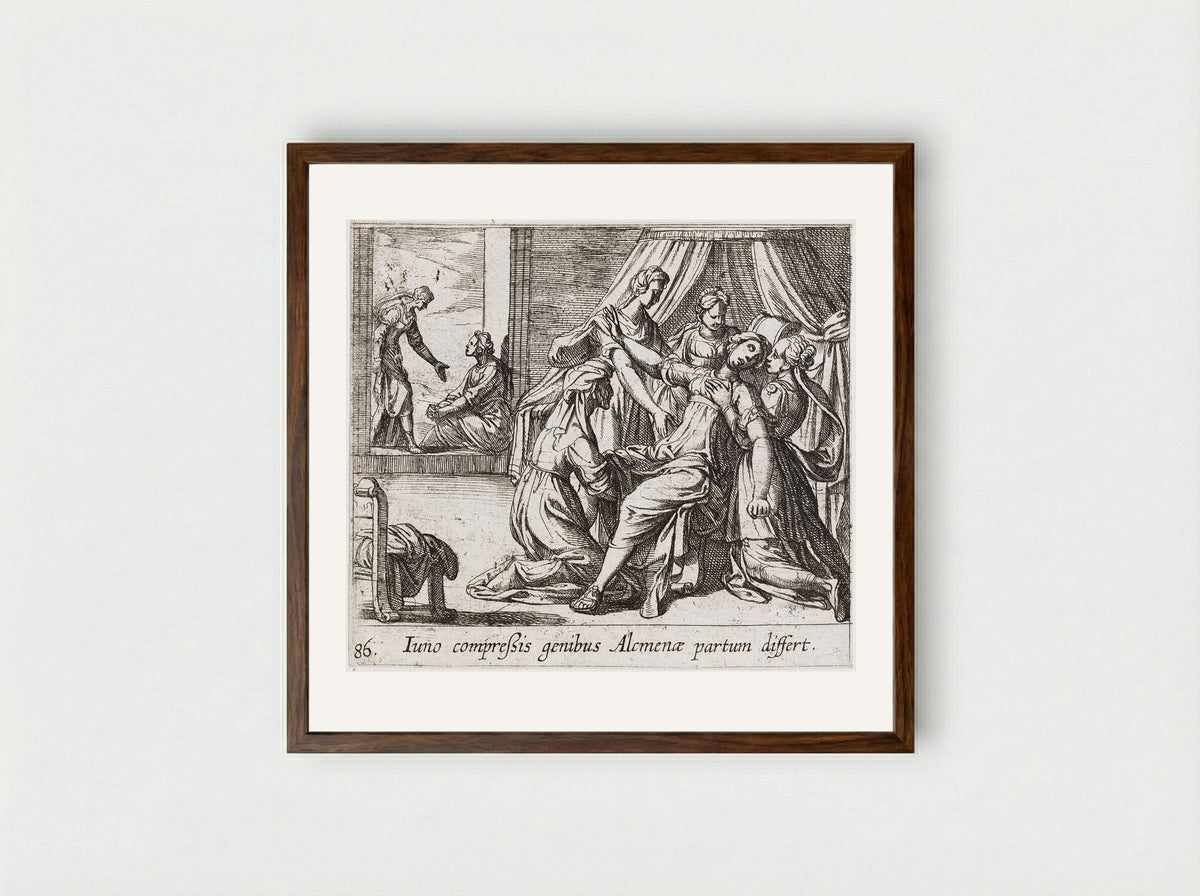 The Birth of Hercules - Antonio Tempesta - Framed Print Dark Wood