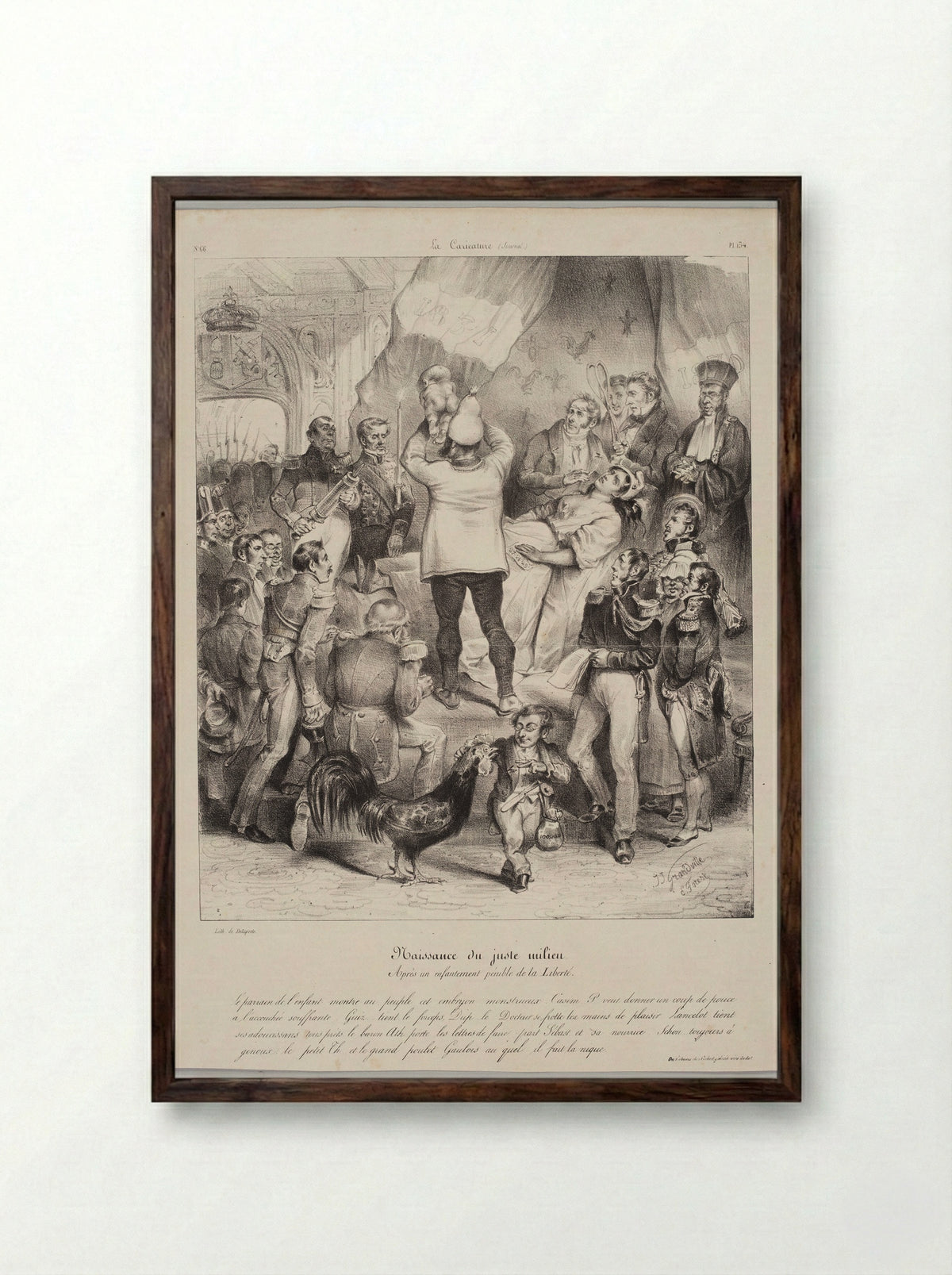 The Birth of the Juste Milieu - Eugène Hippolyte Forest - Framed Print Dark Wood