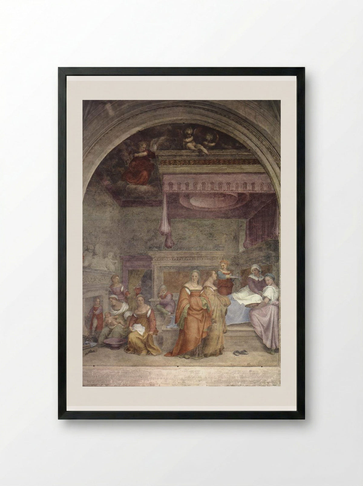 The Birth of the Virgin - Andrea del Sarto - Framed Print Black