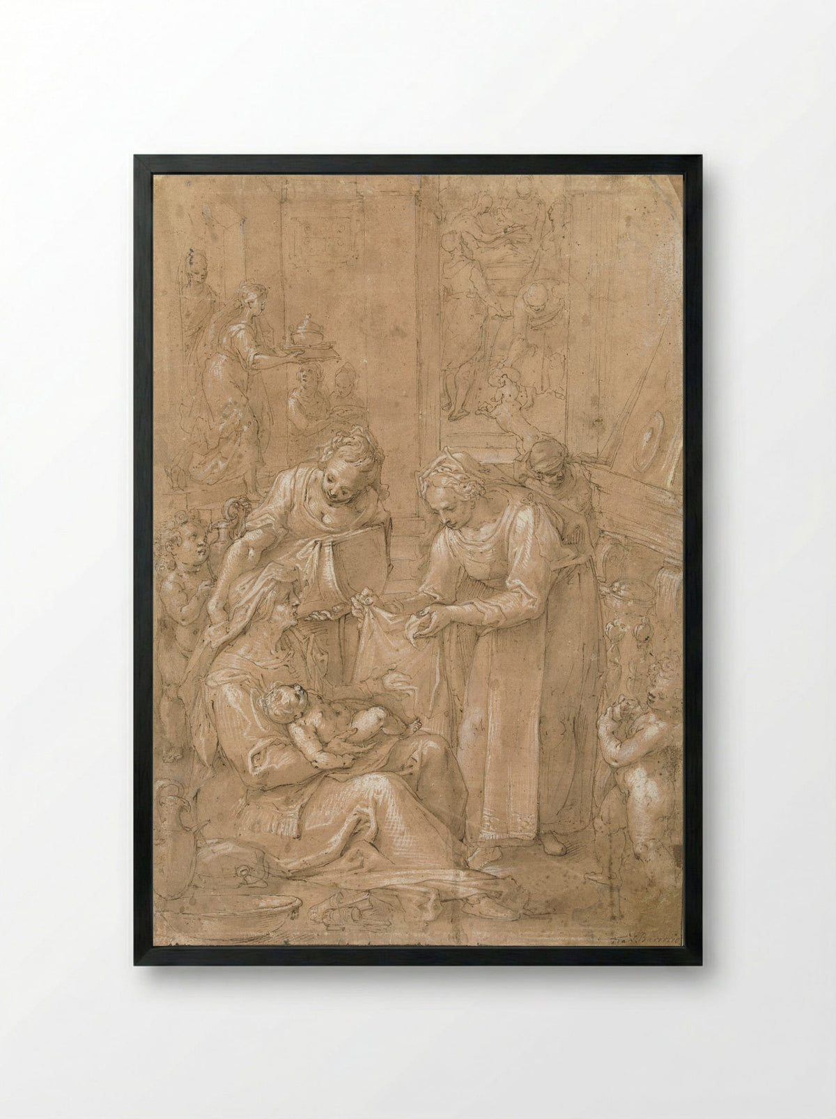The Birth of the Virgin - Filippo Bellini - Framed Print Black