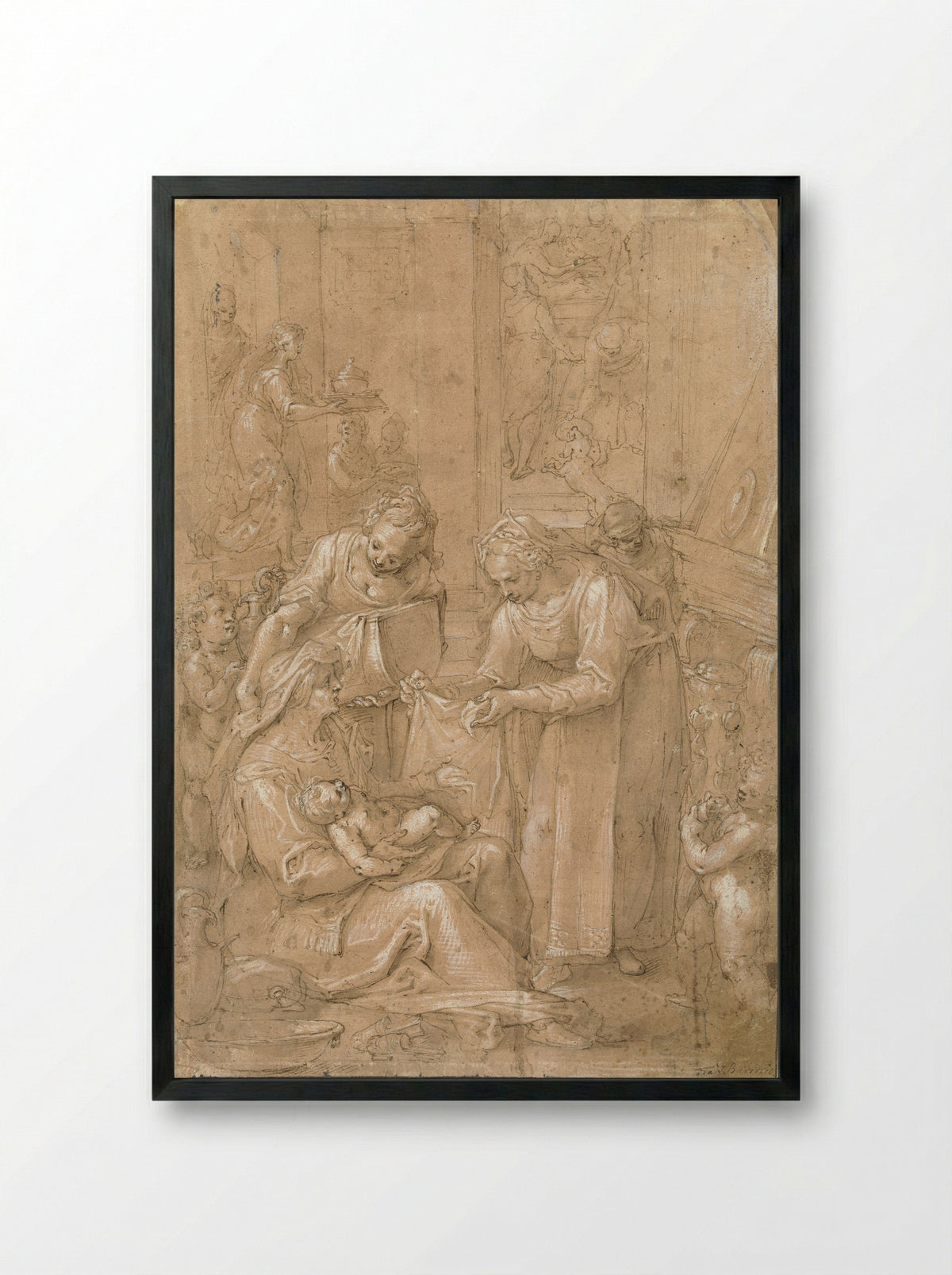 The Birth of the Virgin - Filippo Bellini - Framed Print Black