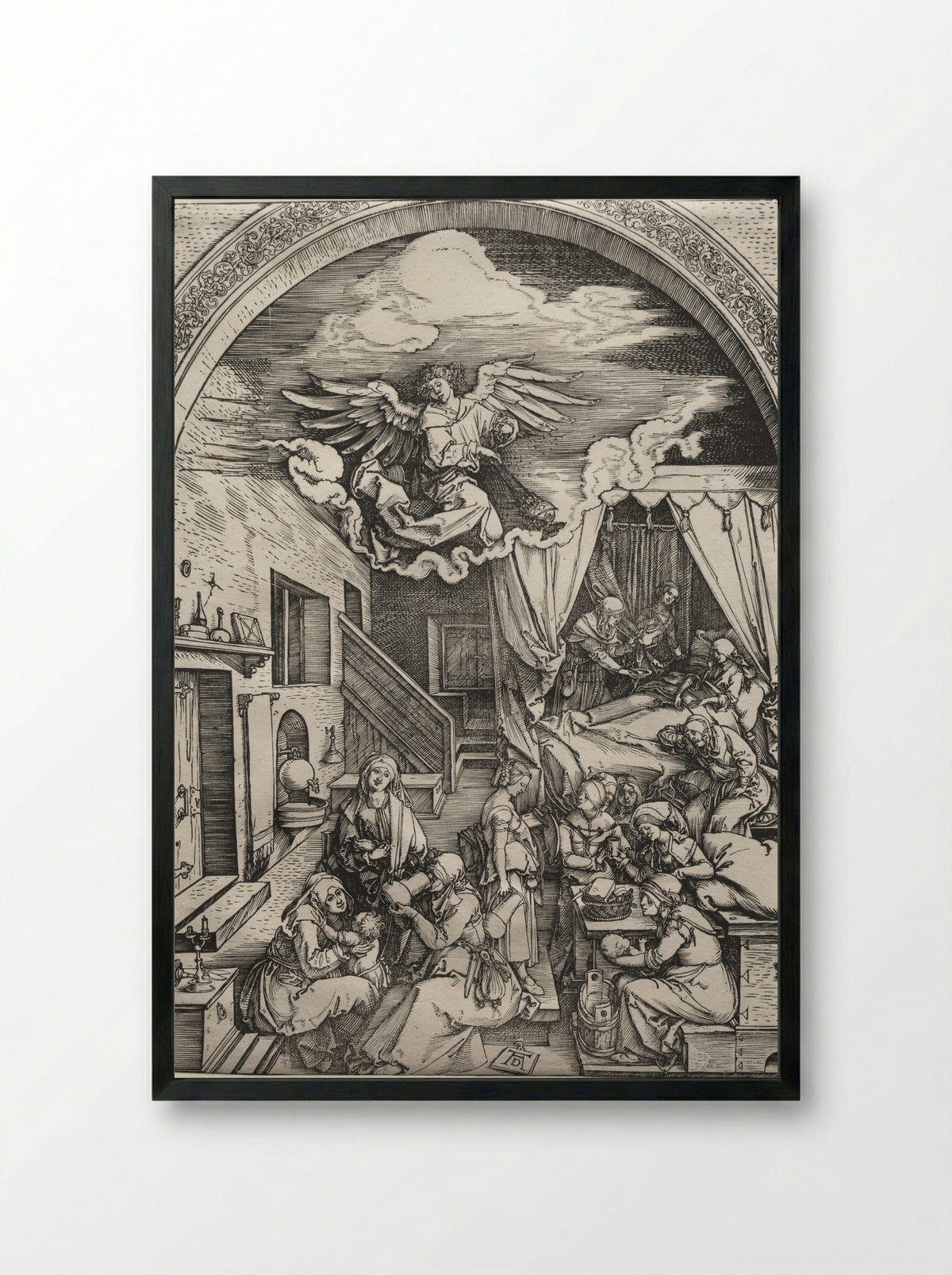 The Birth of the Virgin - Albrecht Dürer - Framed Print Black