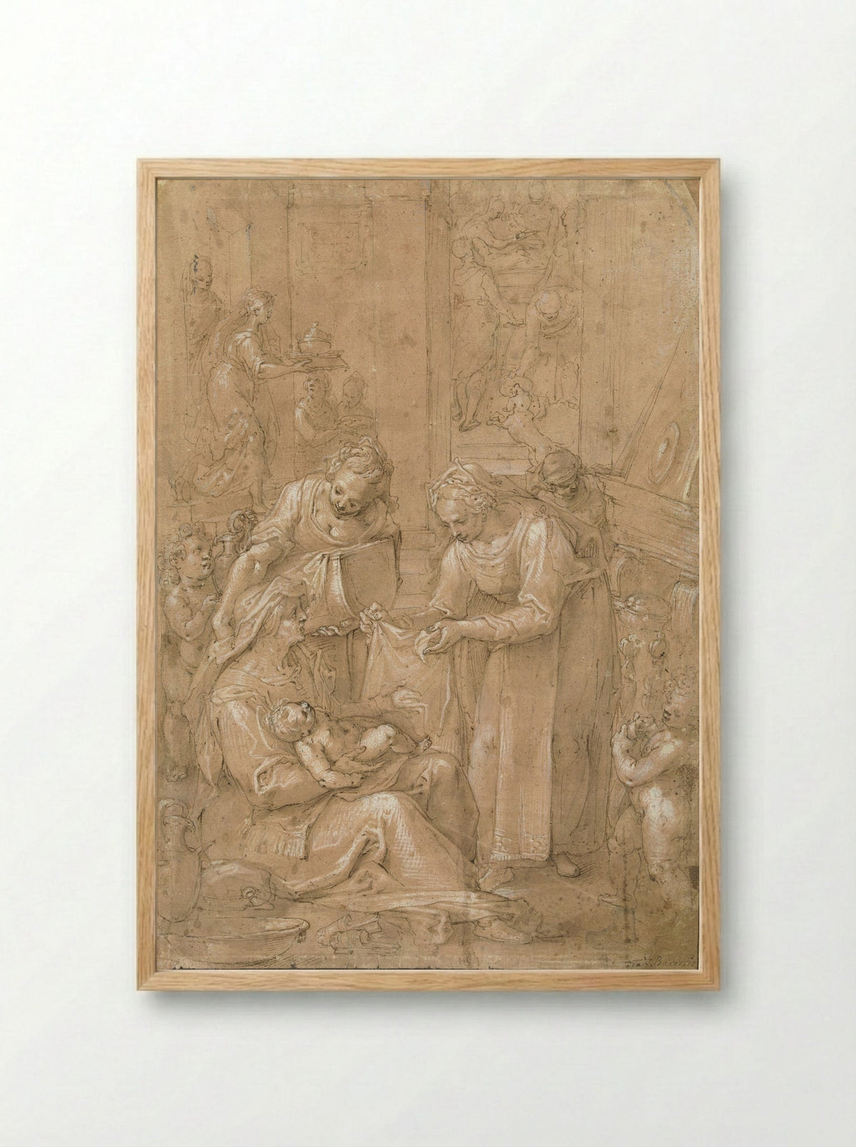 The Birth of the Virgin - Filippo Bellini - Framed Print Wood