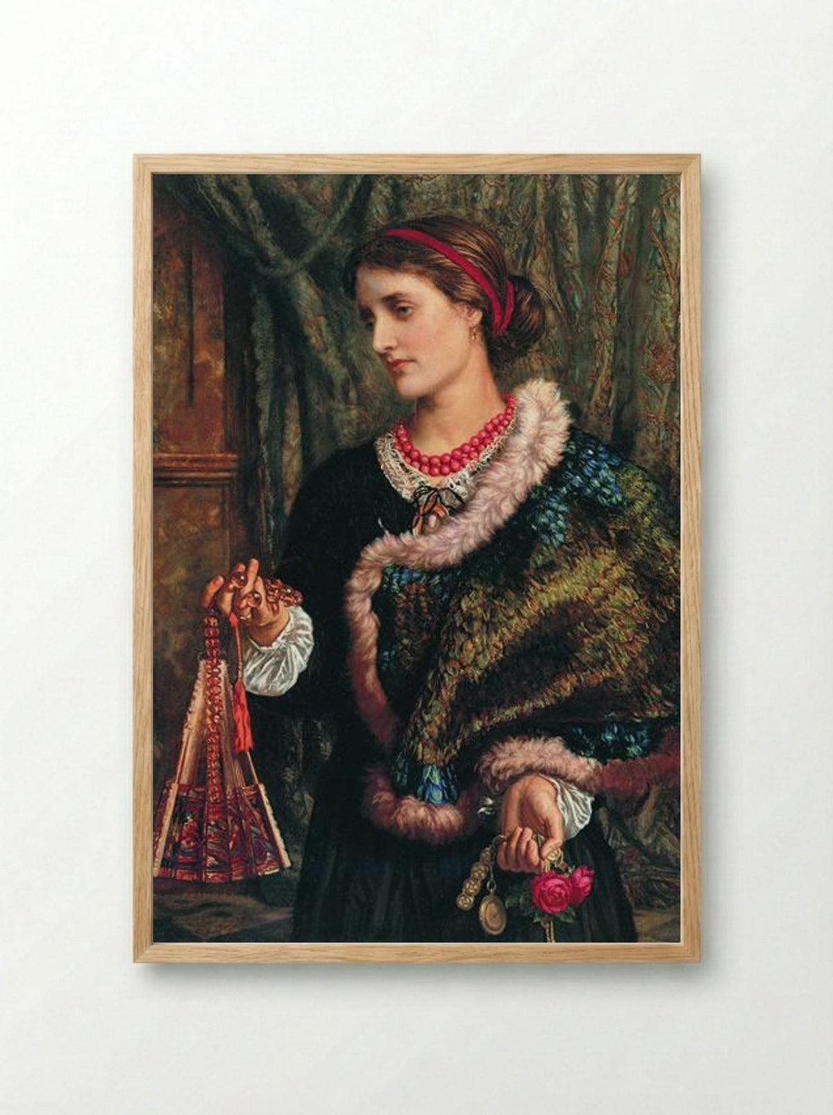 The Birthday (A Portrait of the Artist's Wife, Edith) - William Holman Hunt - Framed Print Wood