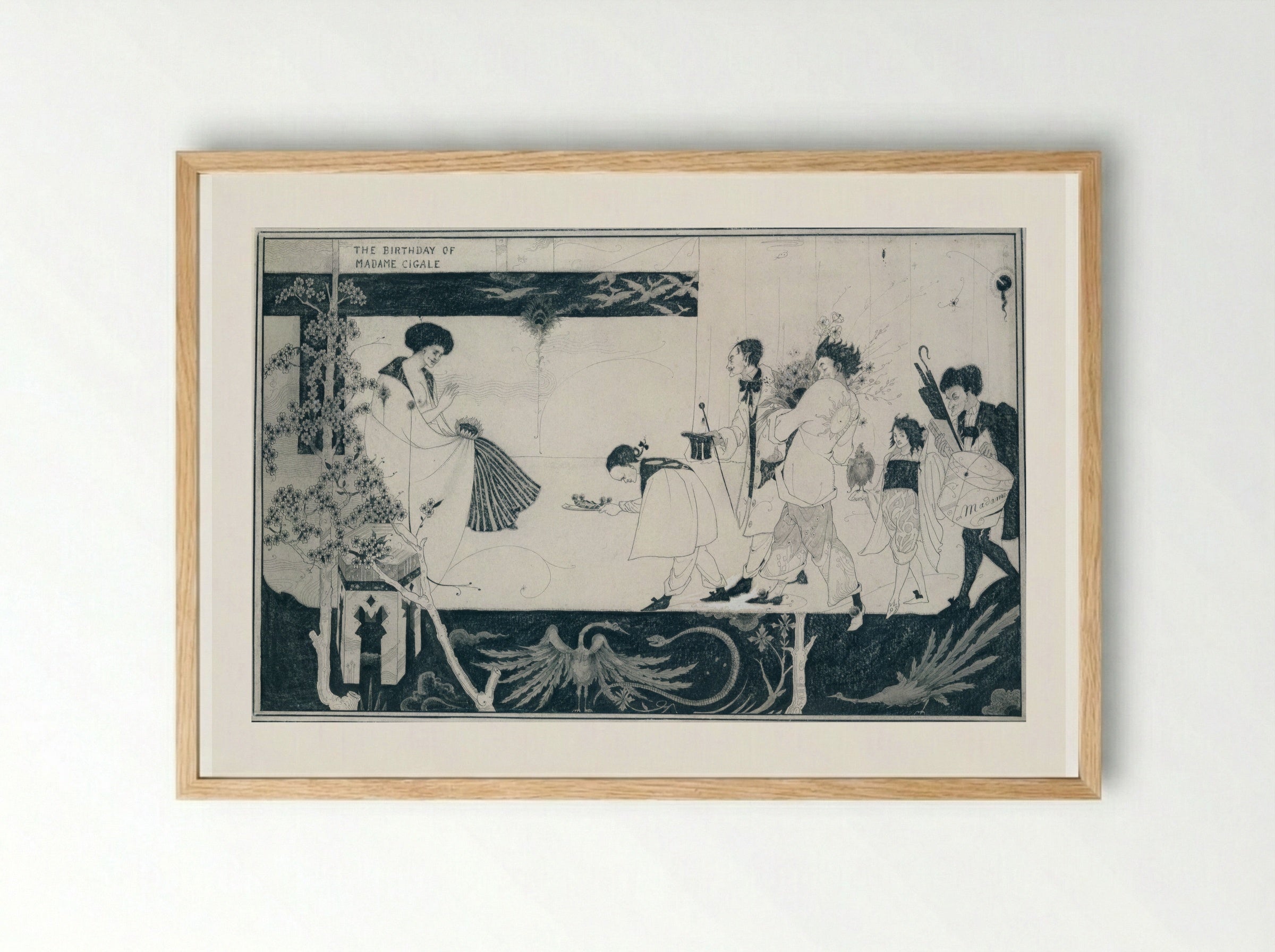 The Birthday of Madame Cigale - Aubrey Vincent Beardsley - Framed Print Wood