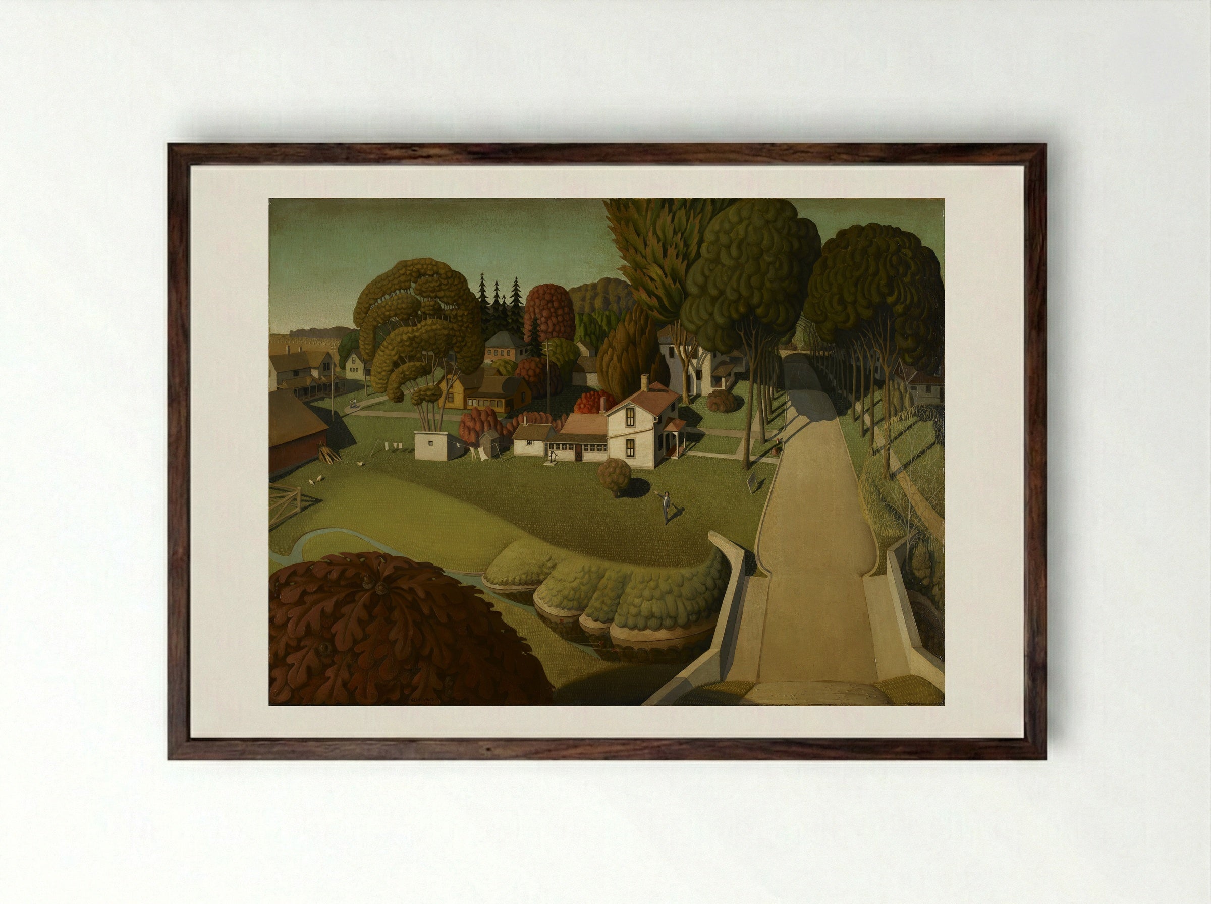 The Birthplace of Herbert Hoover - Grant Wood - Framed Print Dark Wood