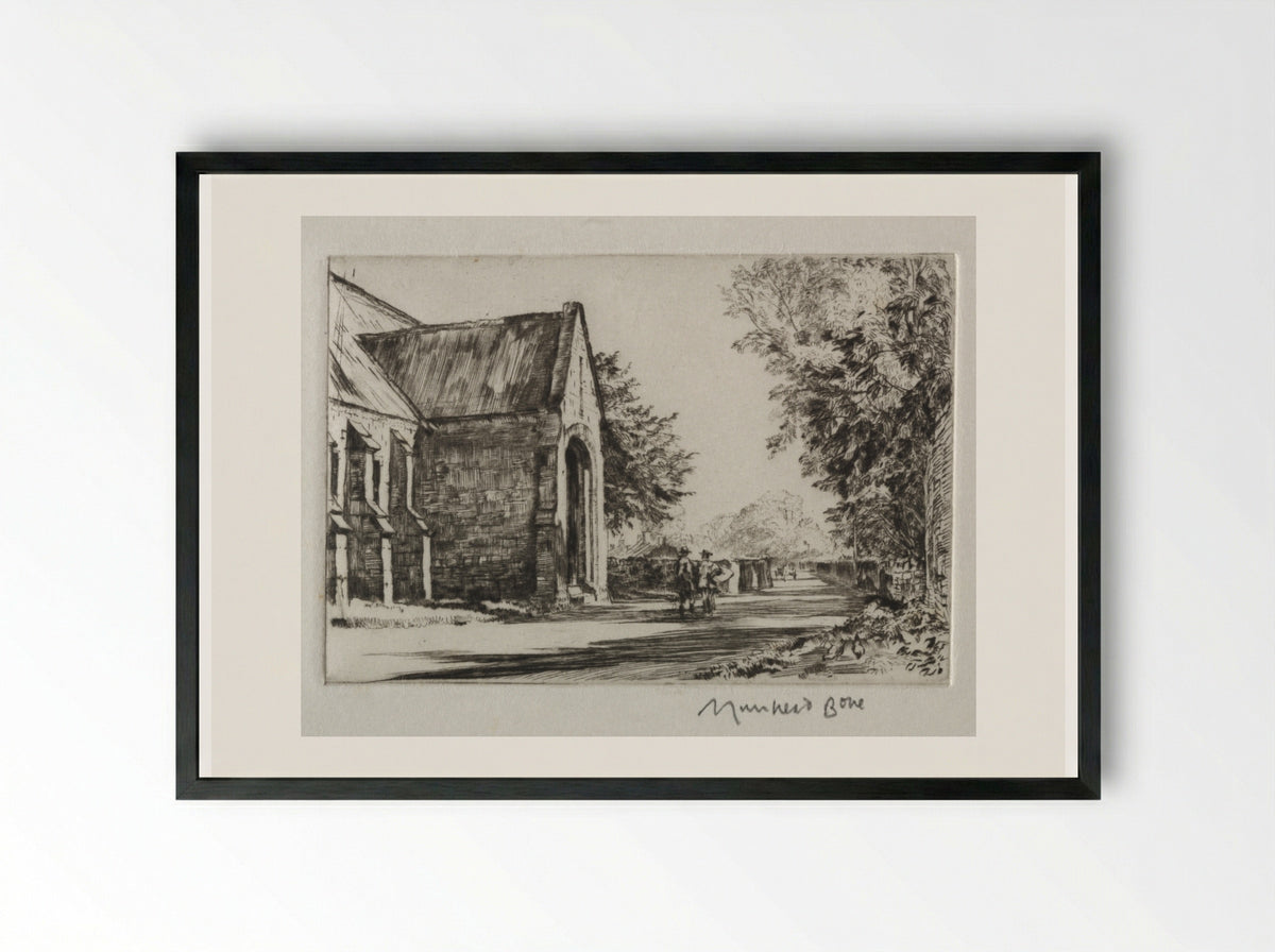 The Bishop's Barn, Wells - Muirhead Bone - Framed Print Black