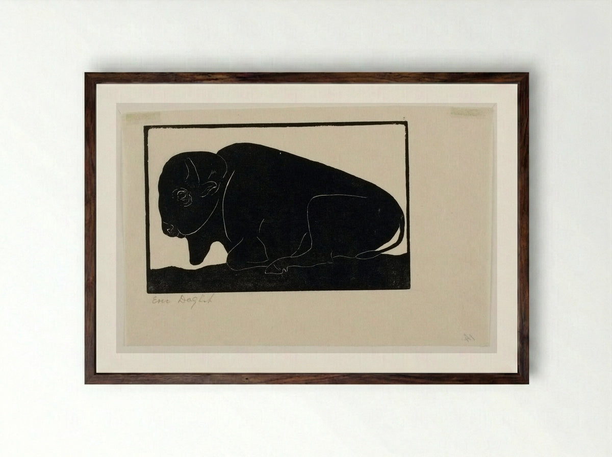 The Bison - Eric Fitch Daglish - Framed Print Dark Wood