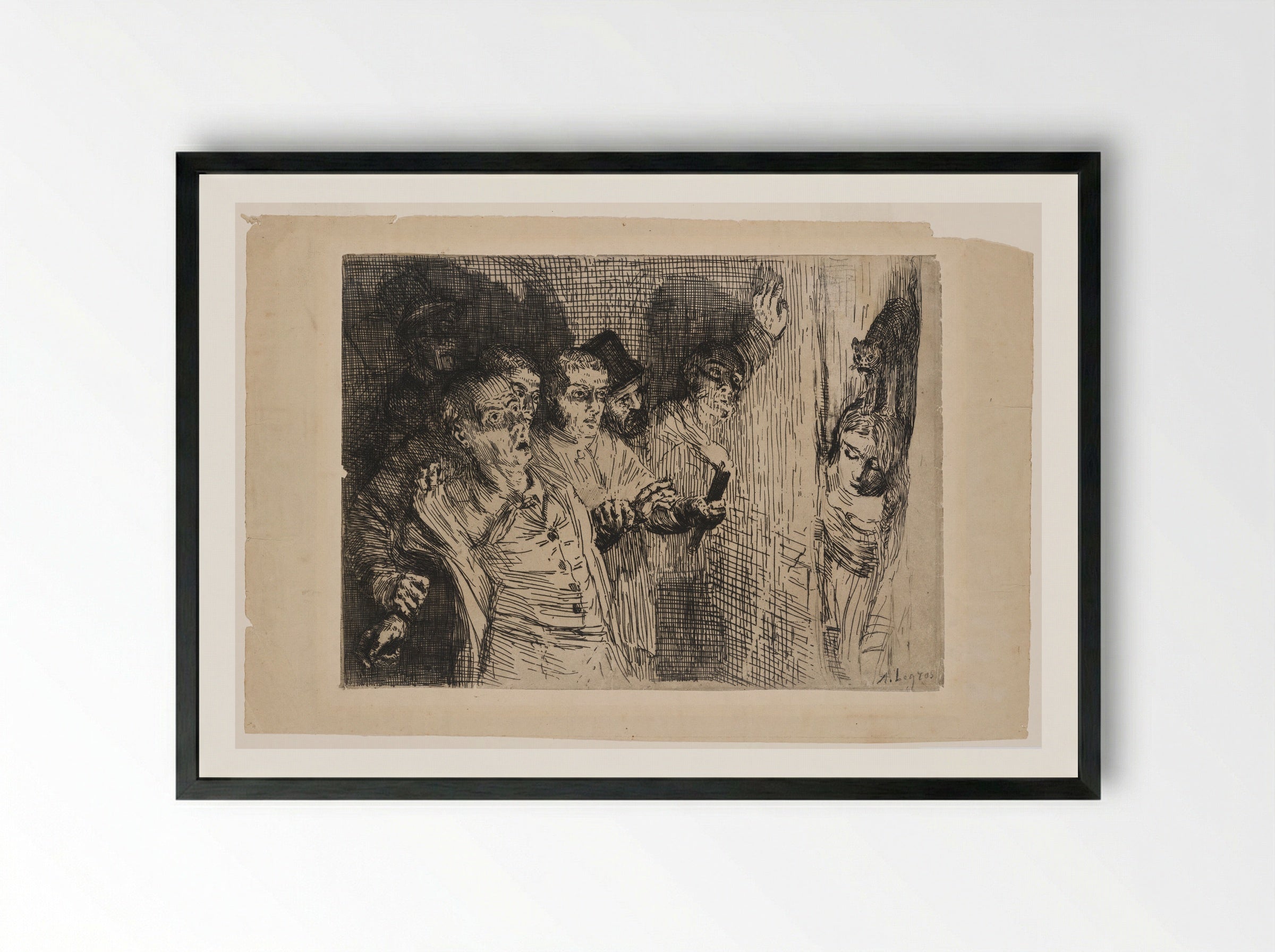 The Black Cat - Alphonse Legros - Framed Print Black