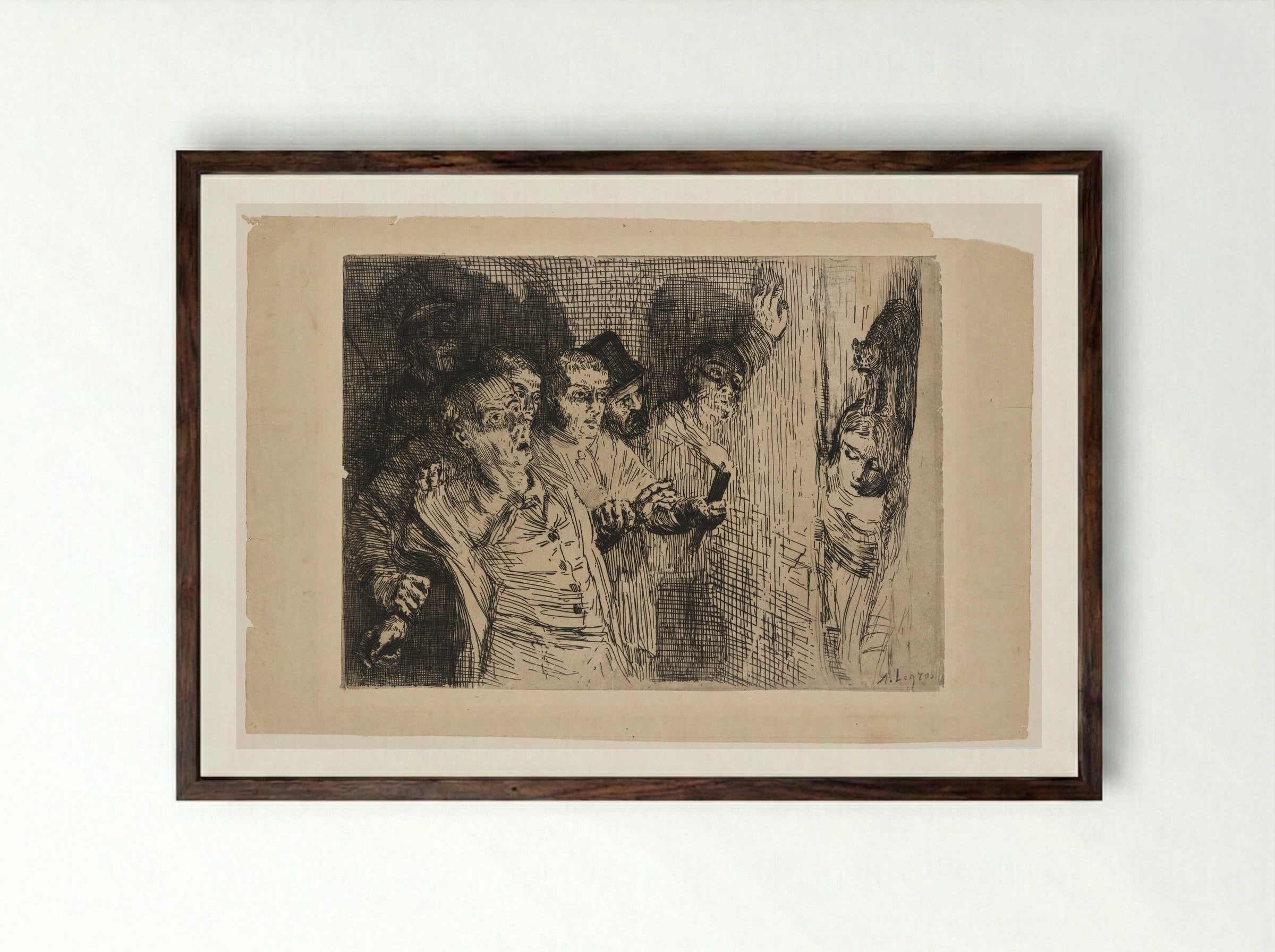 The Black Cat - Alphonse Legros - Framed Print Dark Wood