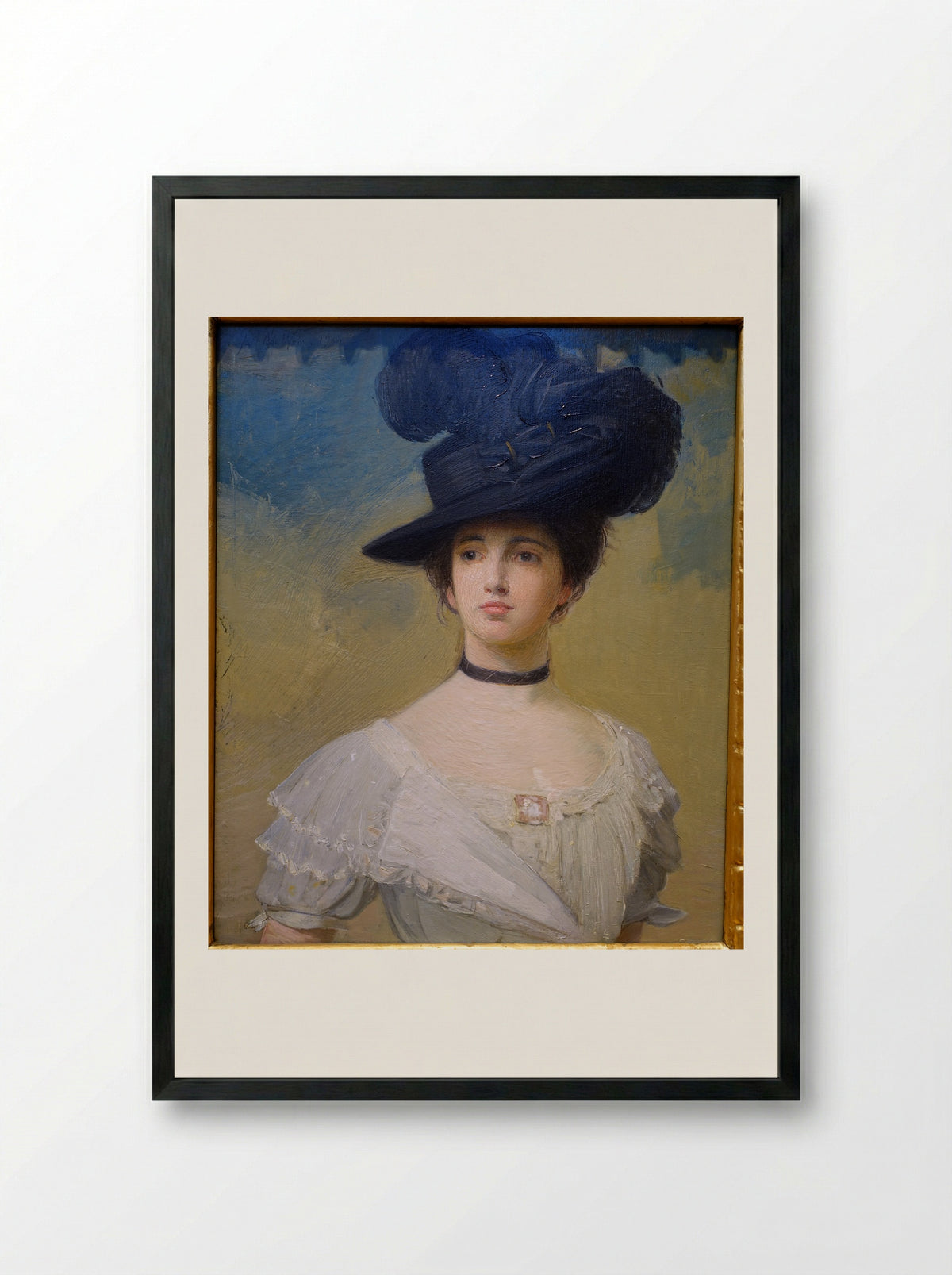 The Black Hat - Julian Alden Weir - Framed Print Black