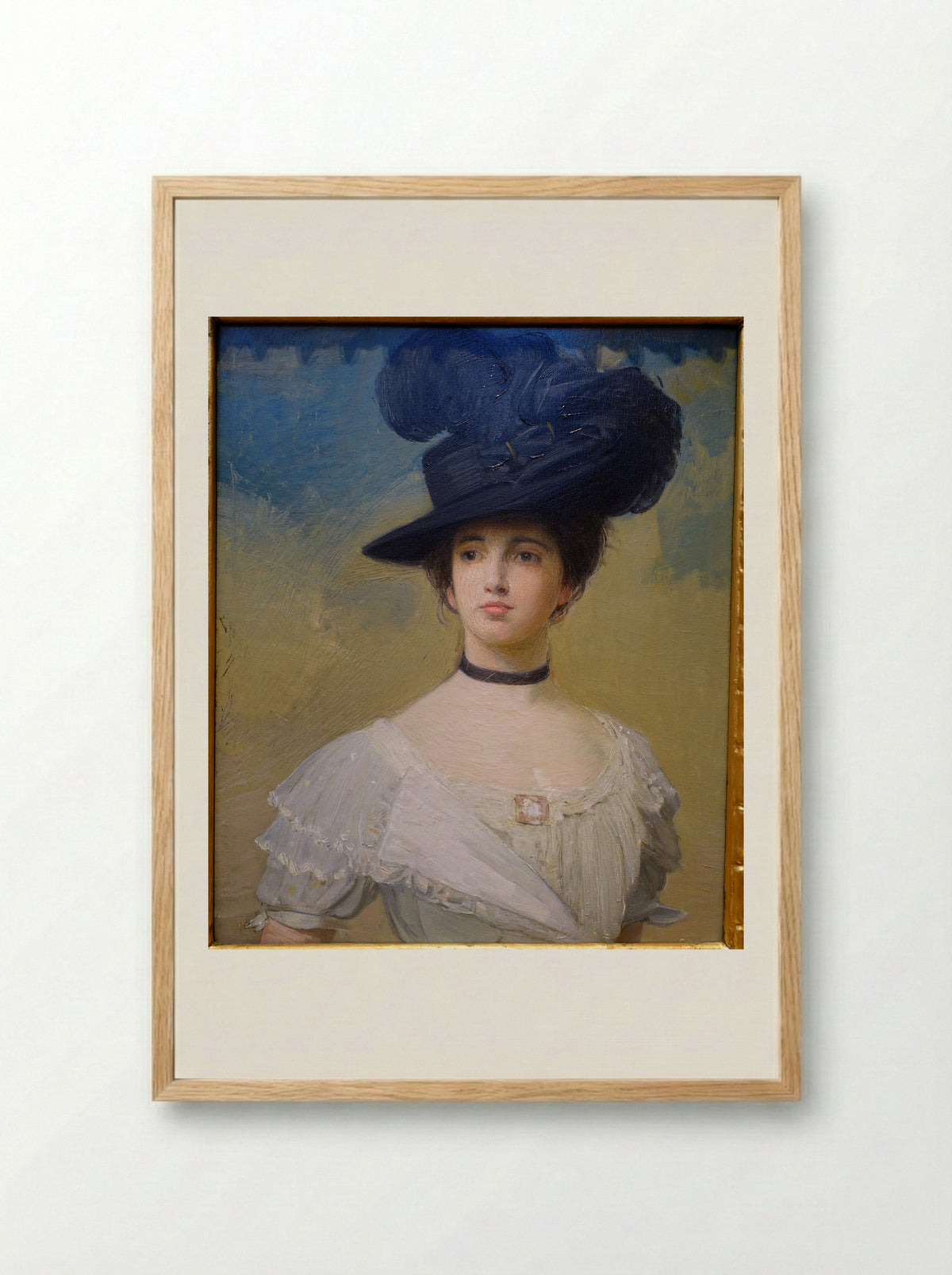 The Black Hat - Julian Alden Weir - Framed Print Wood