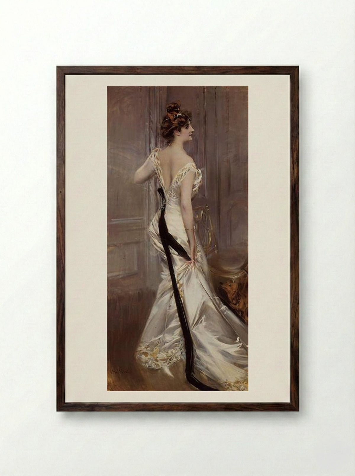 The Black Sash - Giovanni Boldini - Framed Print Dark Wood