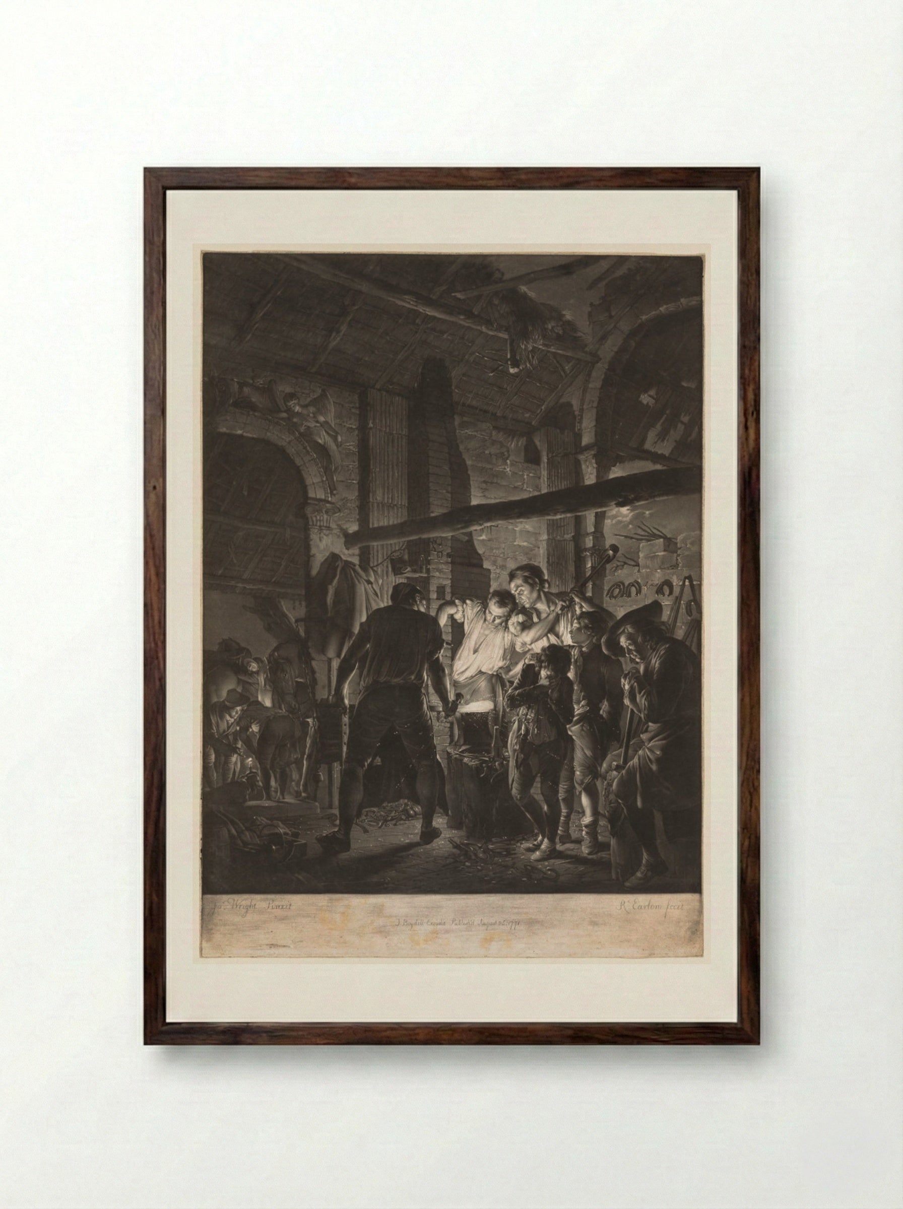 The Blacksmith - Richard Earlom - Framed Print Dark Wood