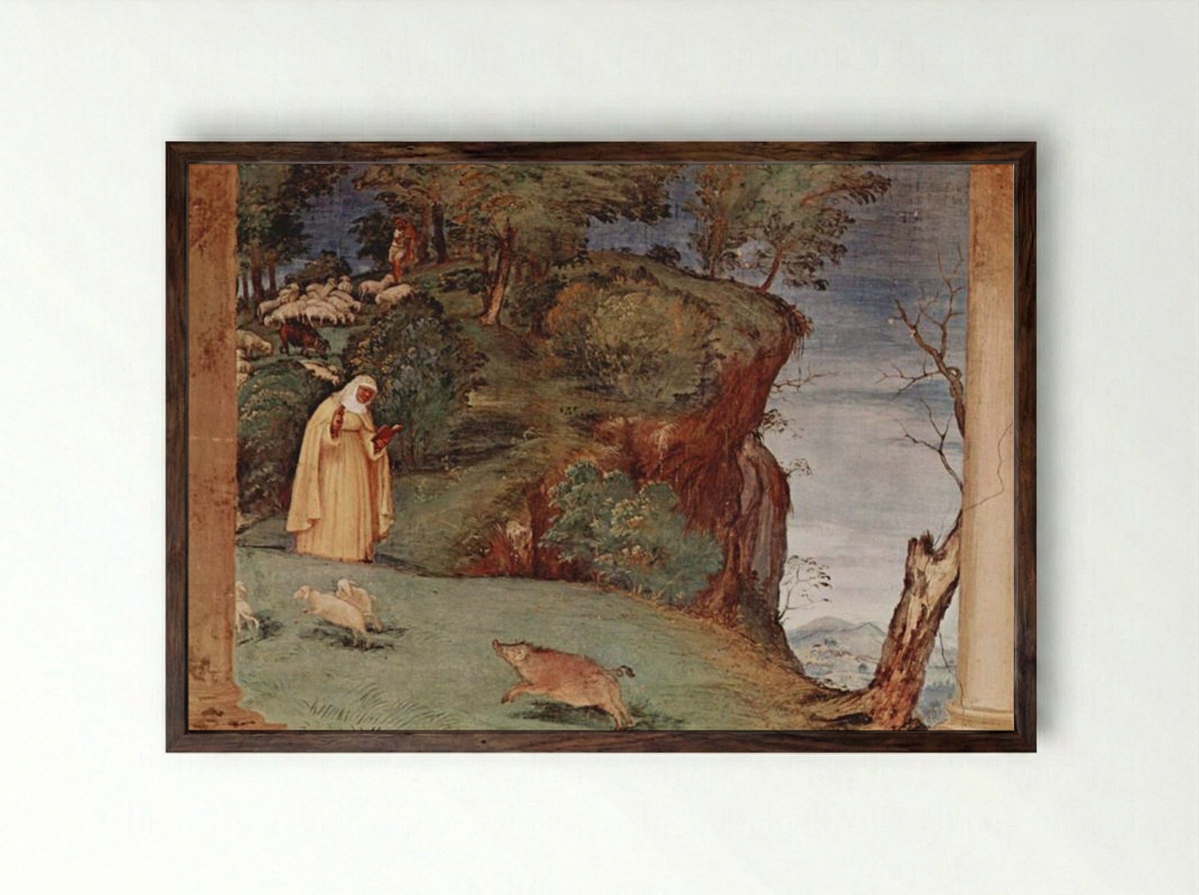 The Blessing of St. Brigid of Kildare - Lorenzo Lotto - Framed Print Dark Wood