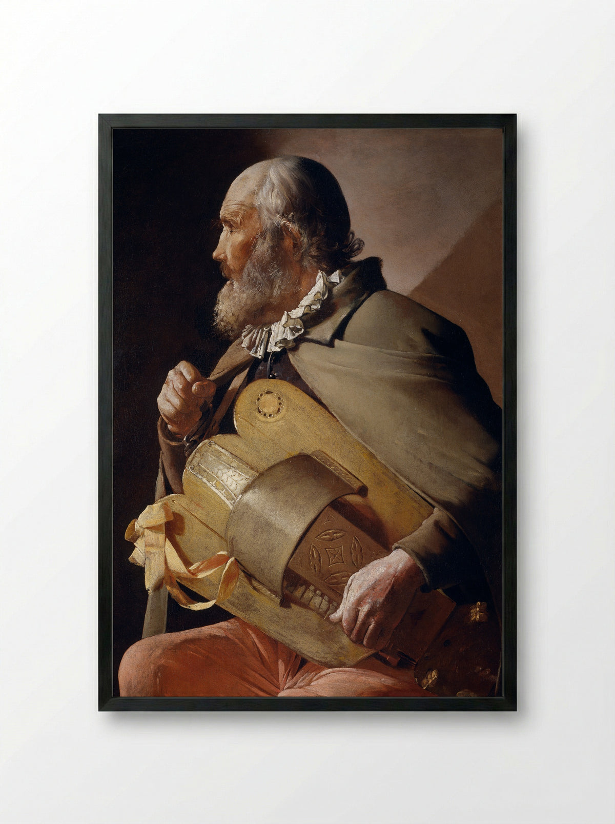 The Blind Hurdy-Gurdy Player - Georges de la Tour - Framed Print Black