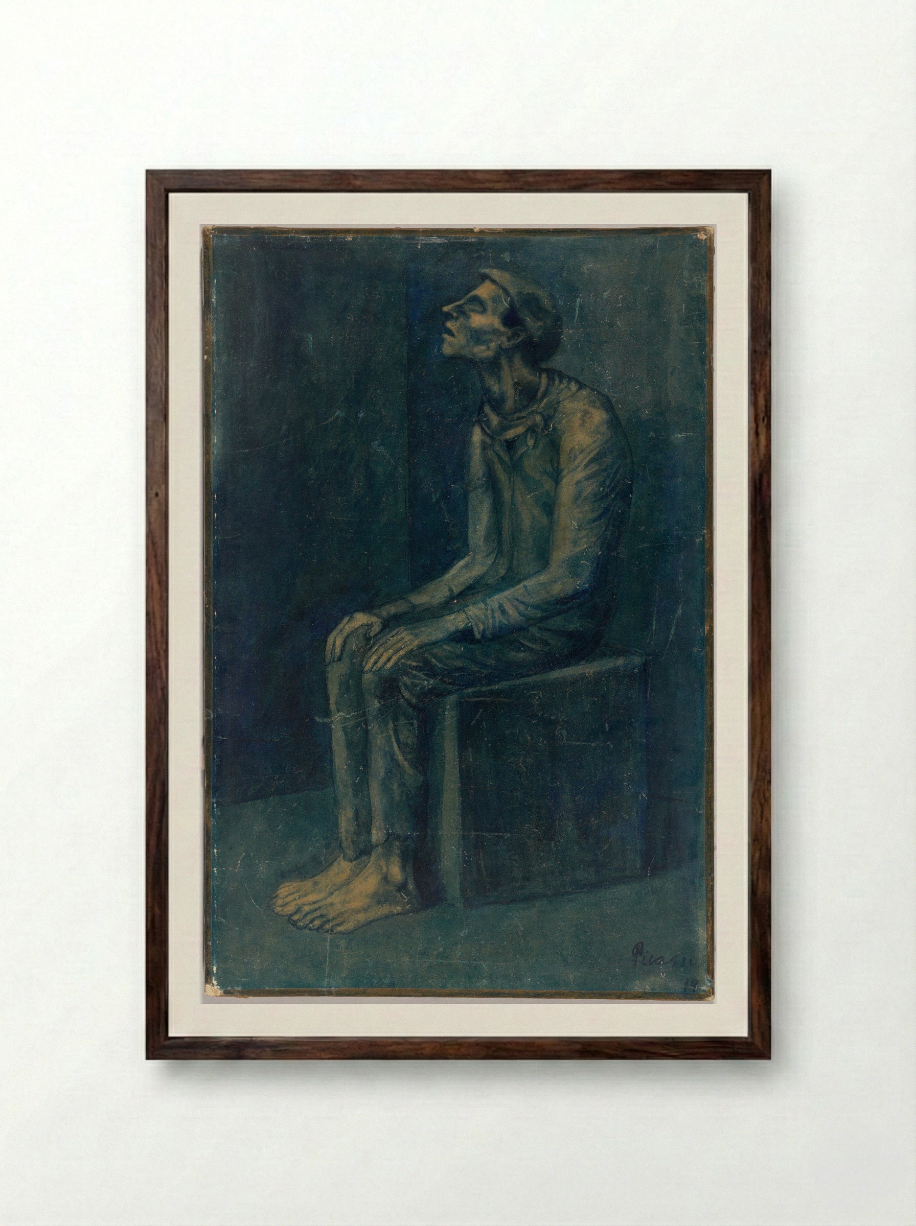 The Blind Man - Pablo Picasso - Framed Print Dark Wood