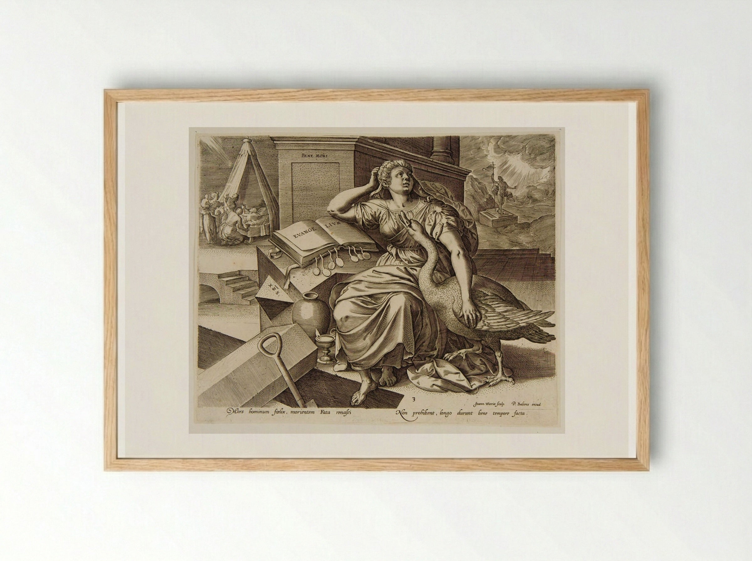 The Blissful Death - Johannes Wierix - Framed Print Wood