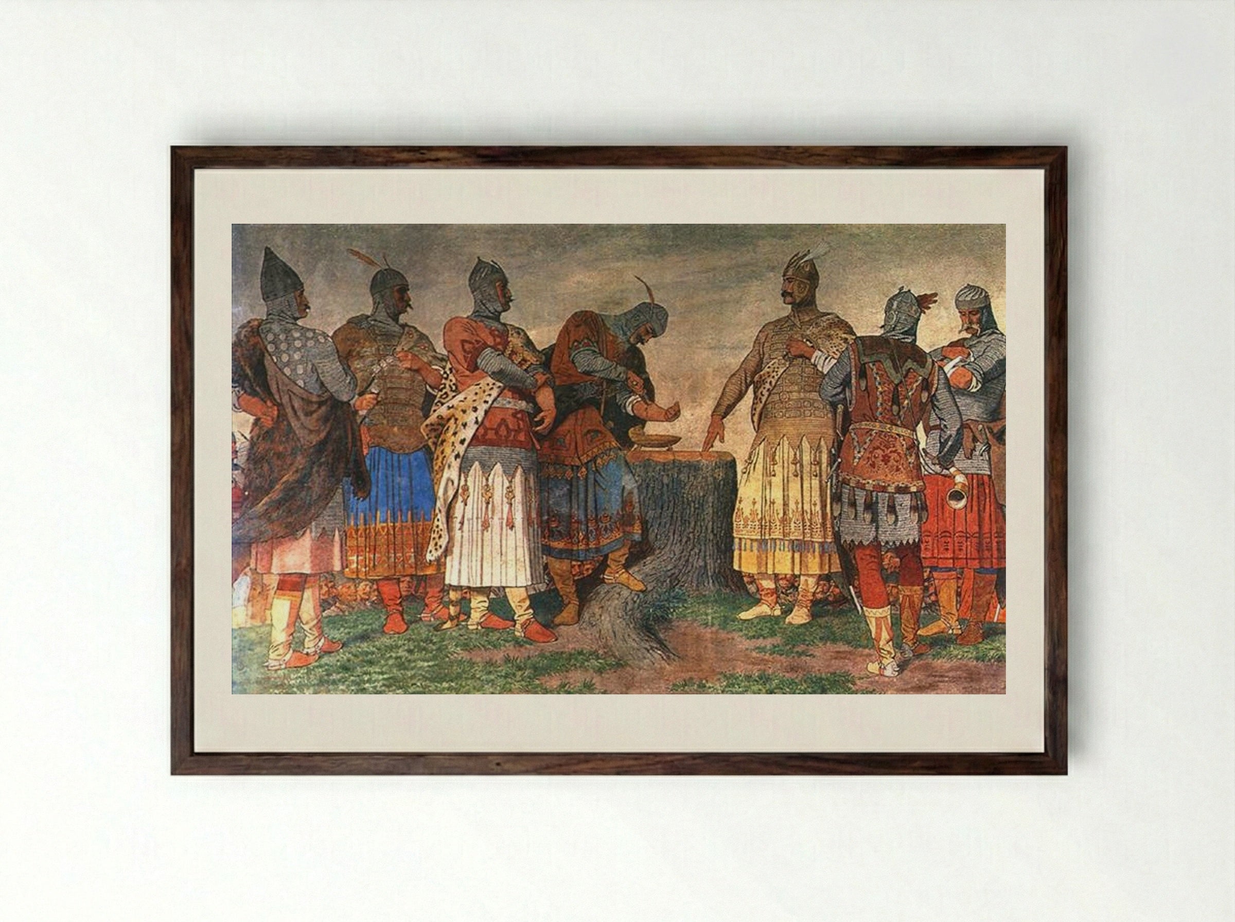 The Blood Oath - Bertalan Székely - Framed Print Dark Wood