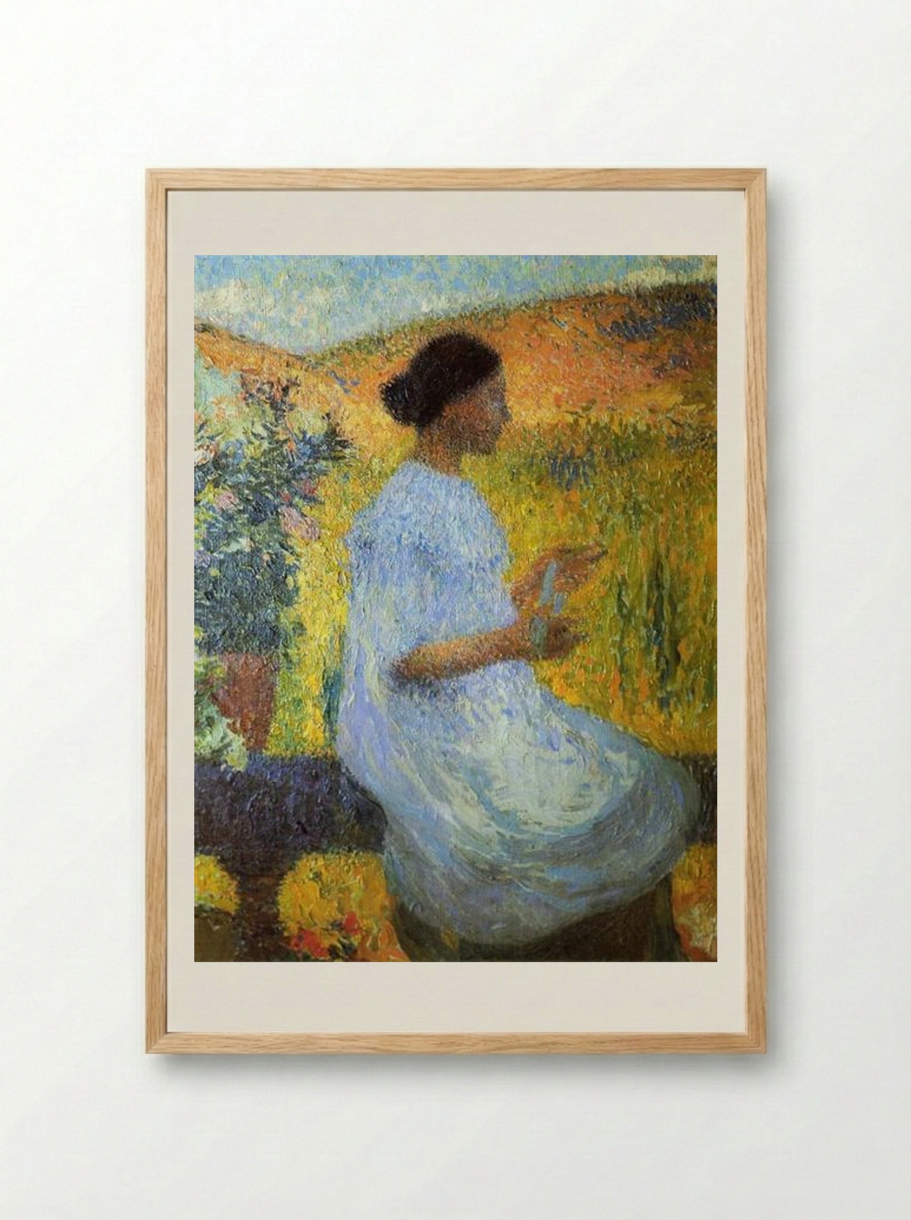The Blue Dress - Henri Martin - Framed Print Wood