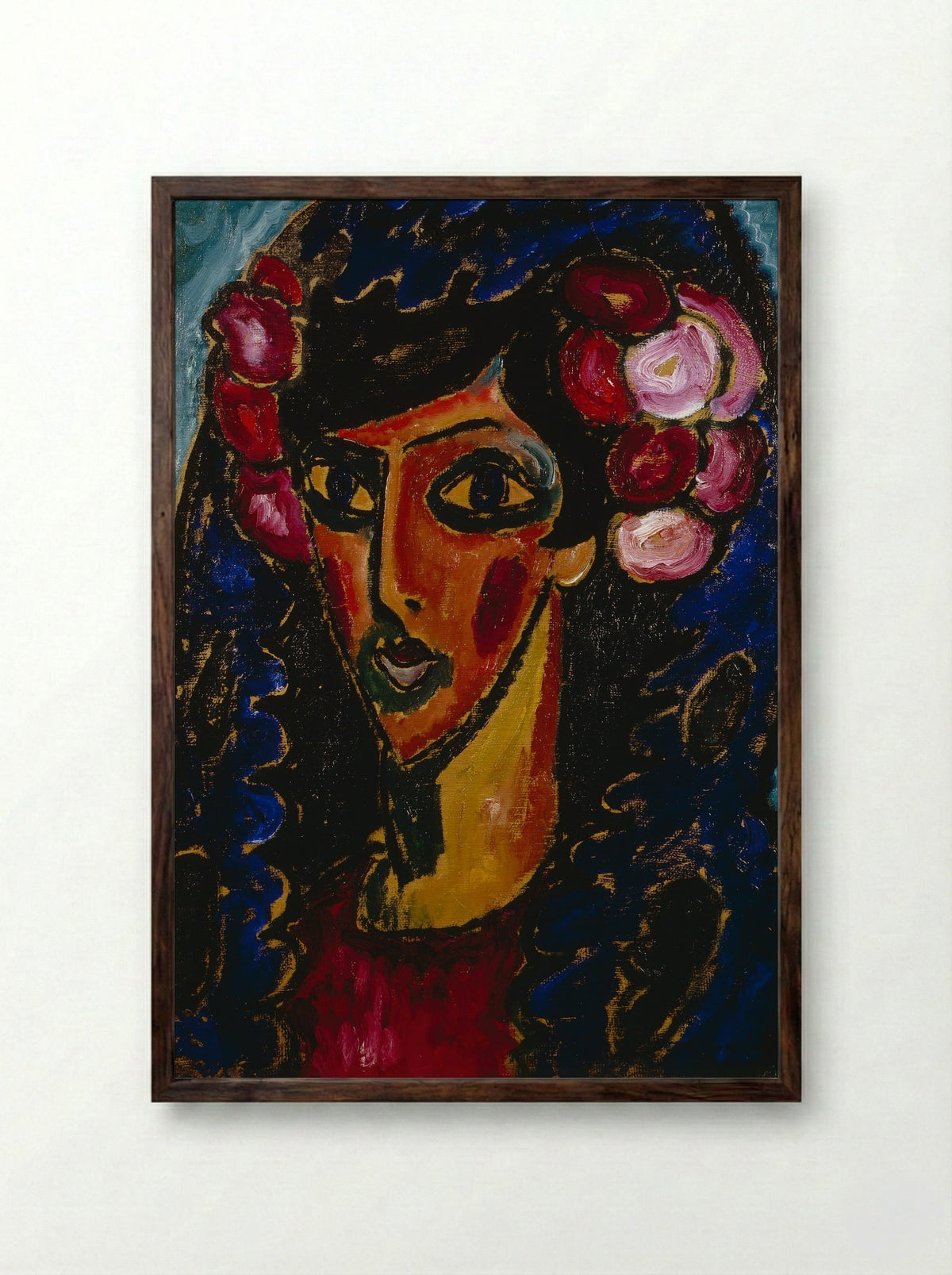 The Blue Mantilla - Alexej von Jawlensky - Framed Print Dark Wood