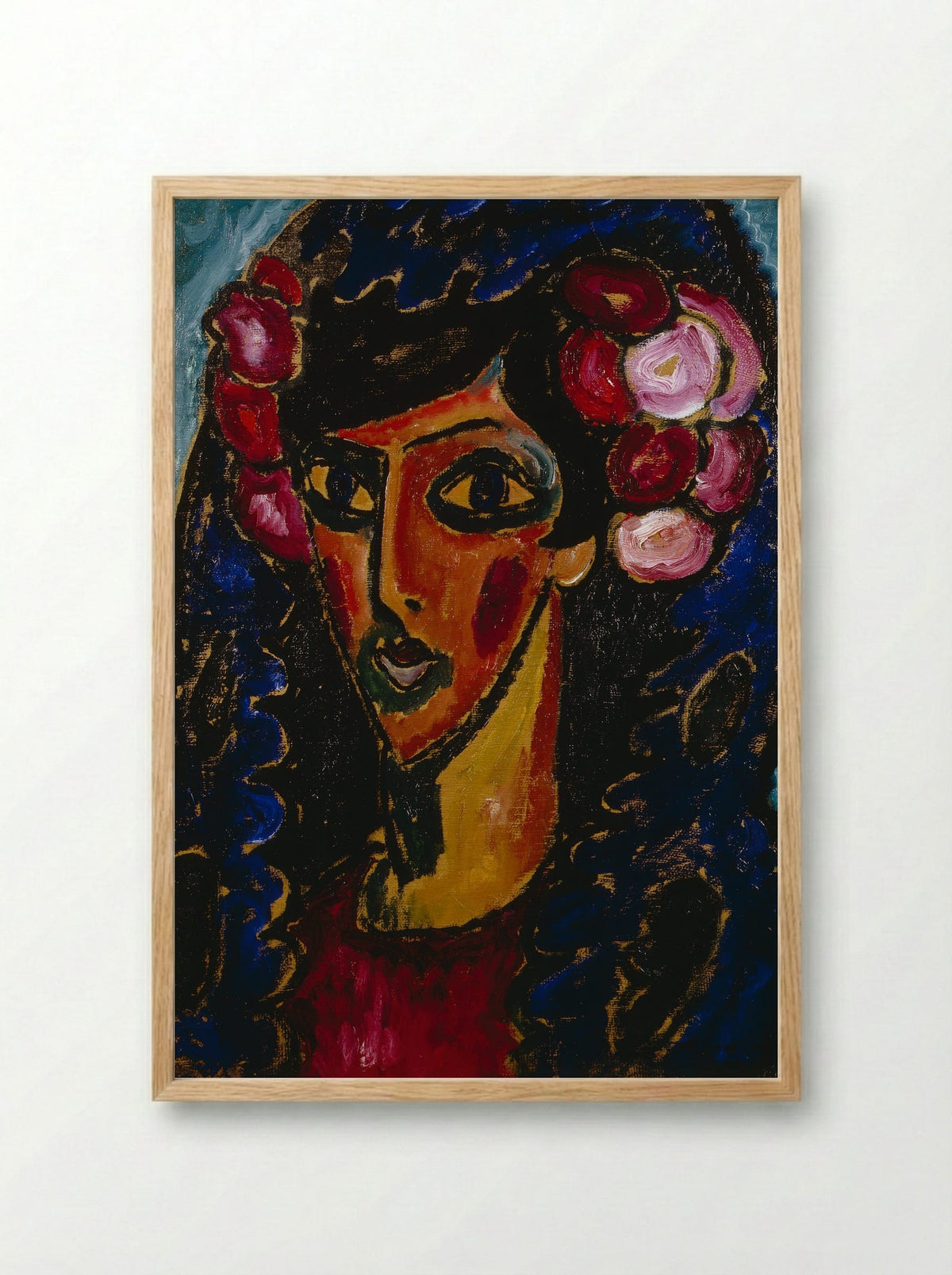 The Blue Mantilla - Alexej von Jawlensky - Framed Print Wood