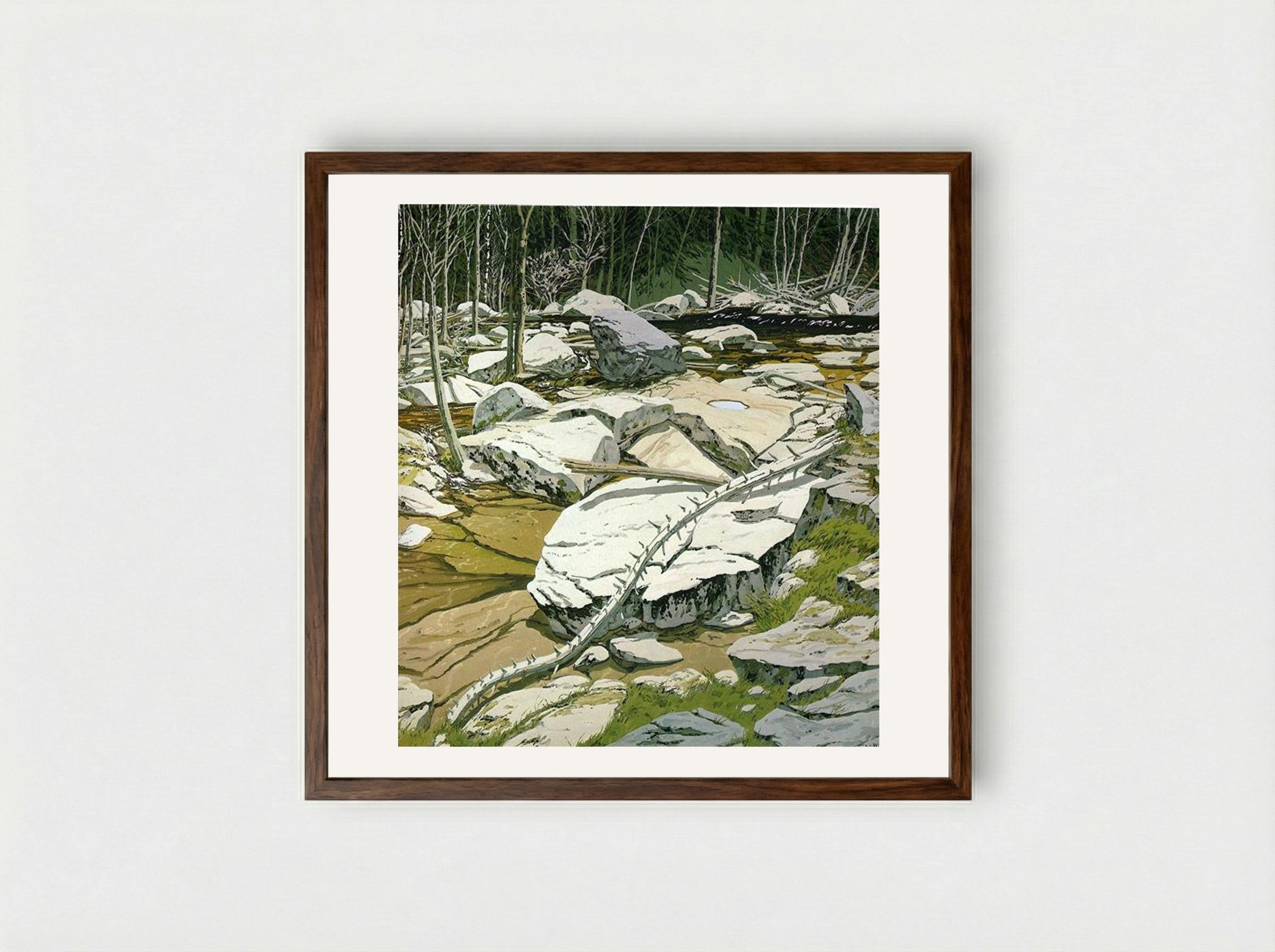 The Blue Pool - Neil Welliver - Framed Print Dark Wood