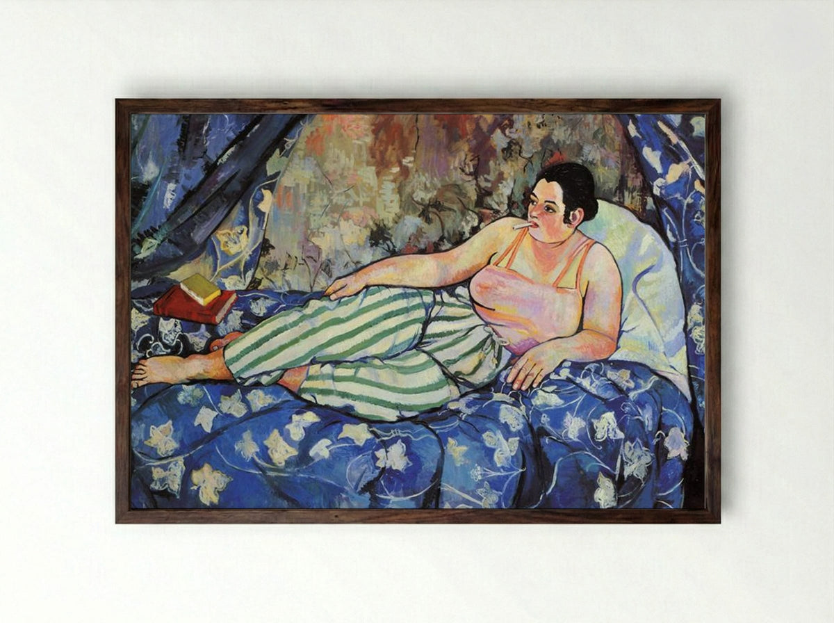 The Blue Room - Suzanne Valadon - Framed Print Dark Wood