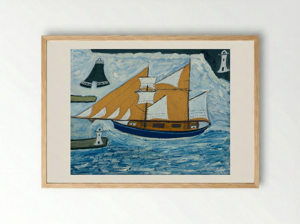 The Blue Ship - Alfred Wallis - Framed Print Wood