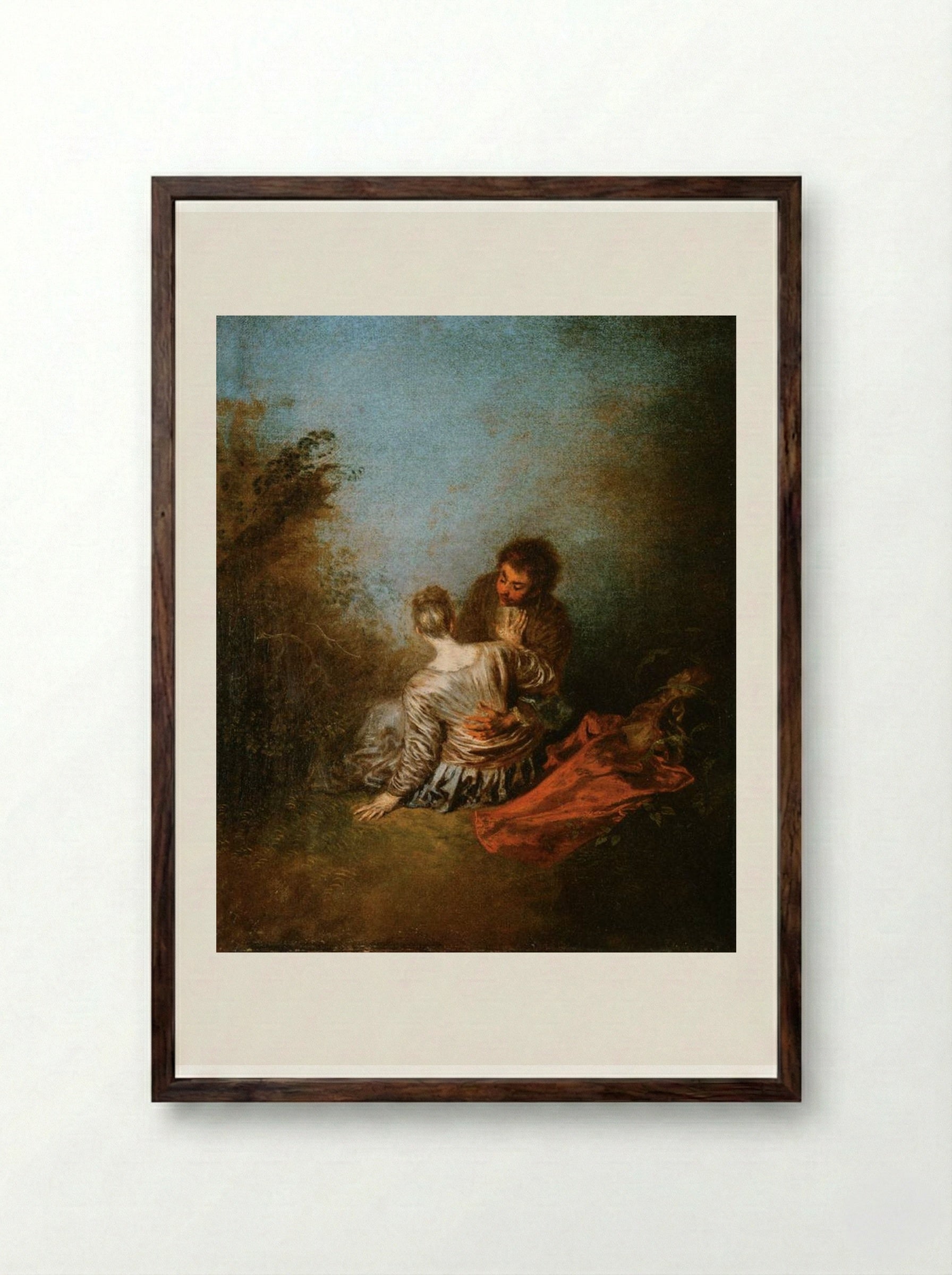 The Blunder - Antoine Watteau - Framed Print Dark Wood
