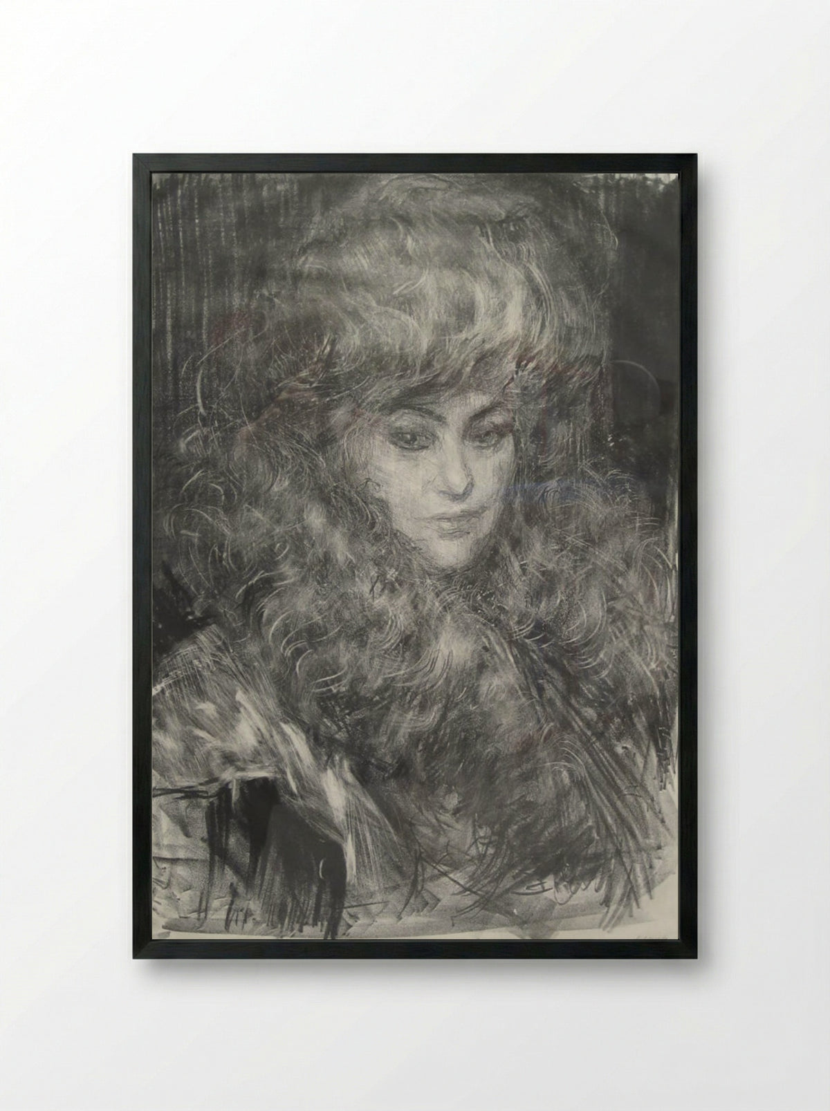 The Boa (Mrs. Milbank) - Albert Belleroche - Framed Print Black