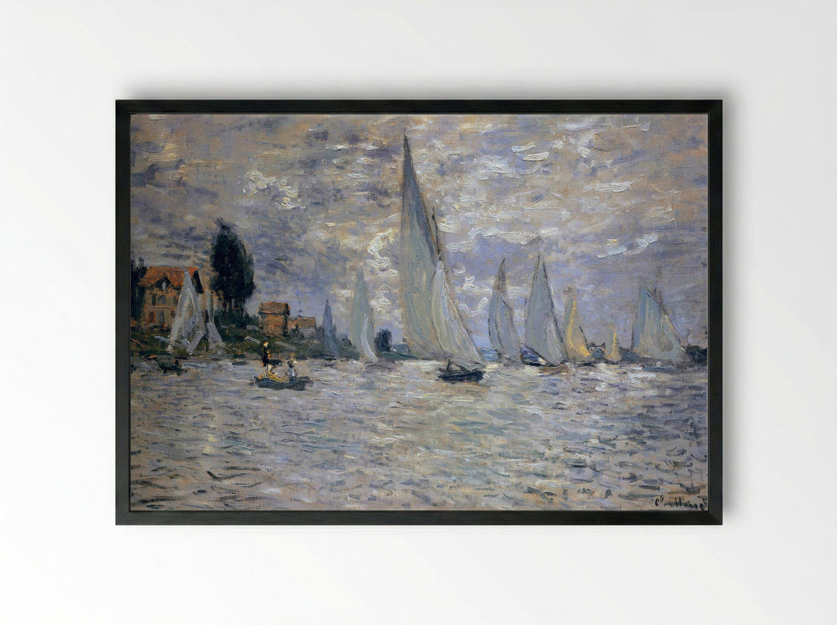 The Boats Regatta at Argenteuil - Claude Monet - Framed Print Black
