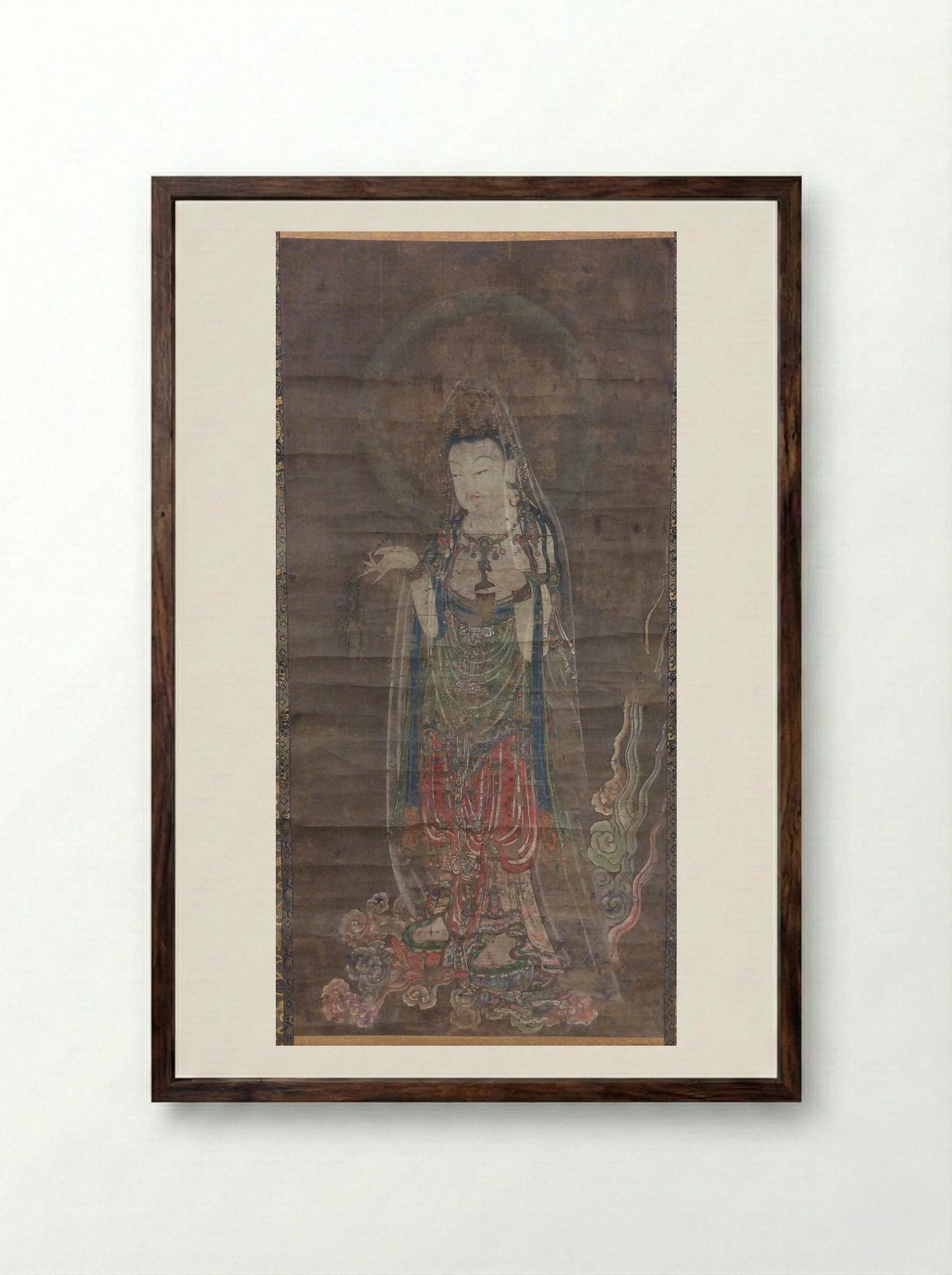 The Bodhisattva Willow Kannon - Wu Daozi - Framed Print Dark Wood