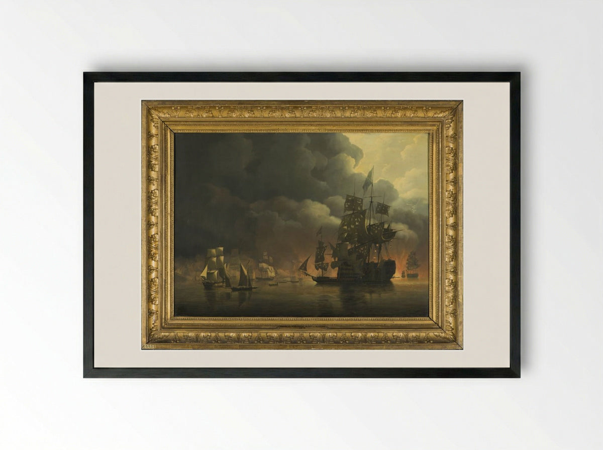 The Bombardment of Algiers - Nicolaas Baur - Framed Print Black