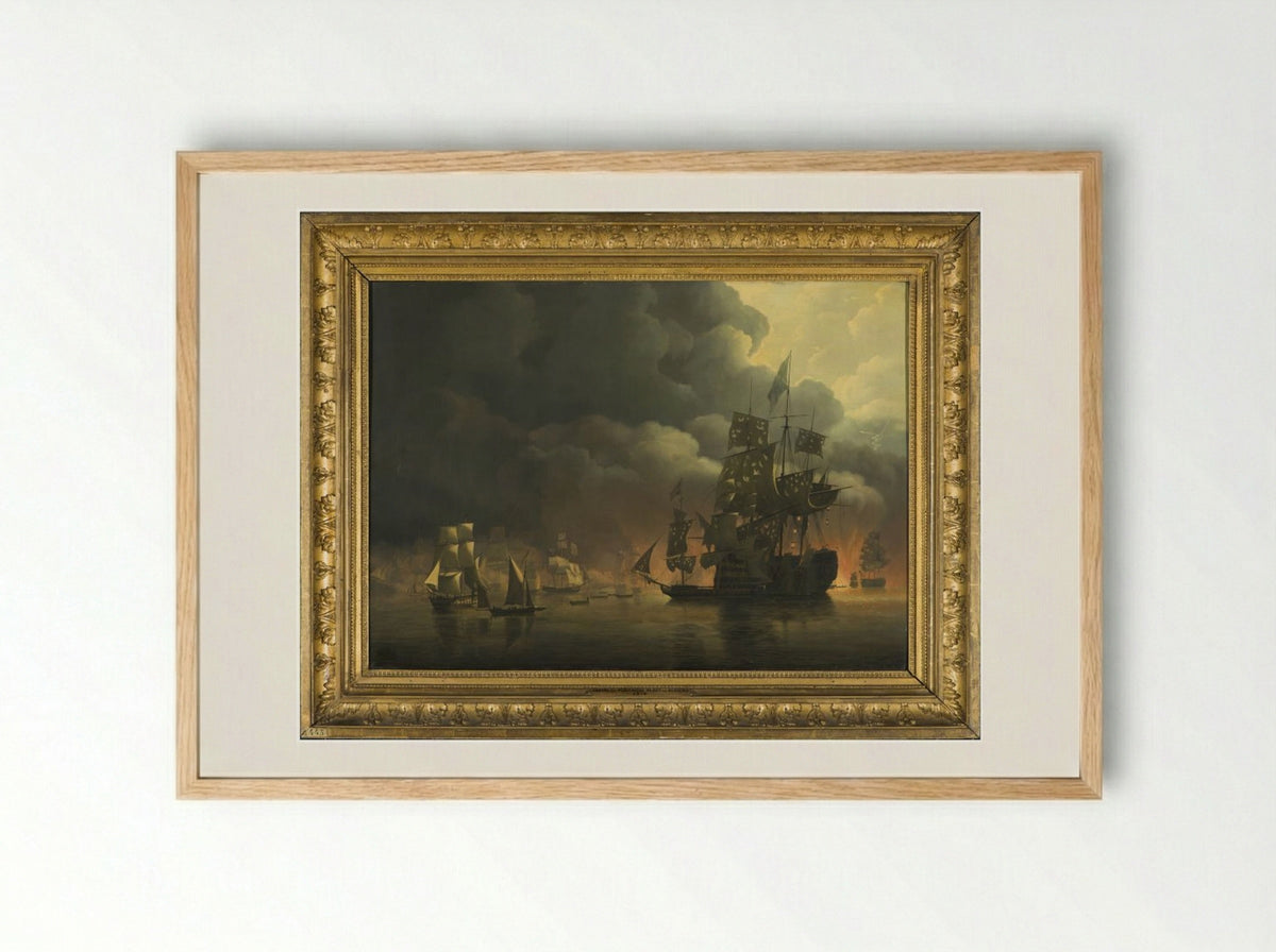 The Bombardment of Algiers - Nicolaas Baur - Framed Print Wood