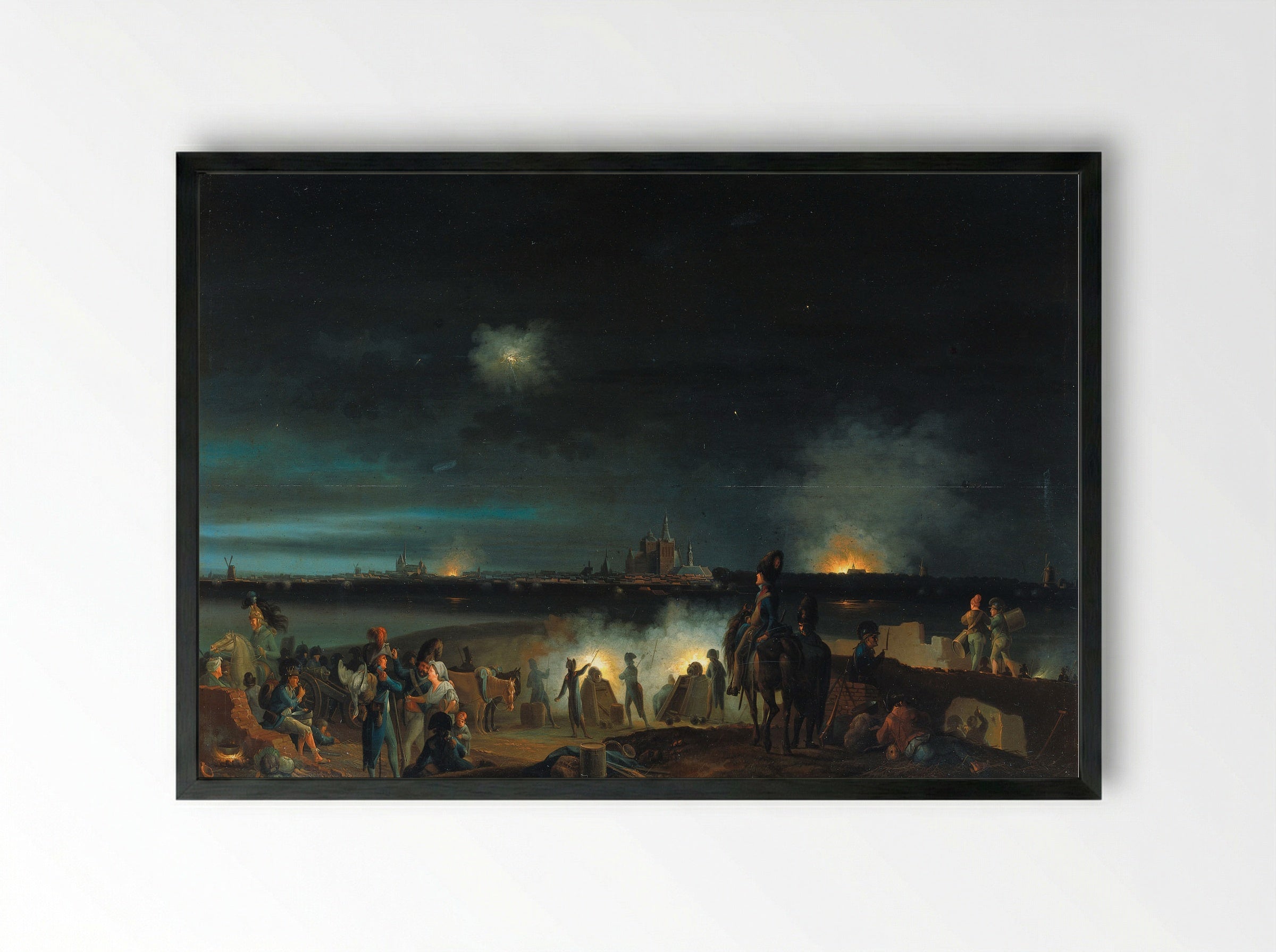 The Bombardment of Antwerp, 1814 - Josephus Augustus Knip - Framed Print Black