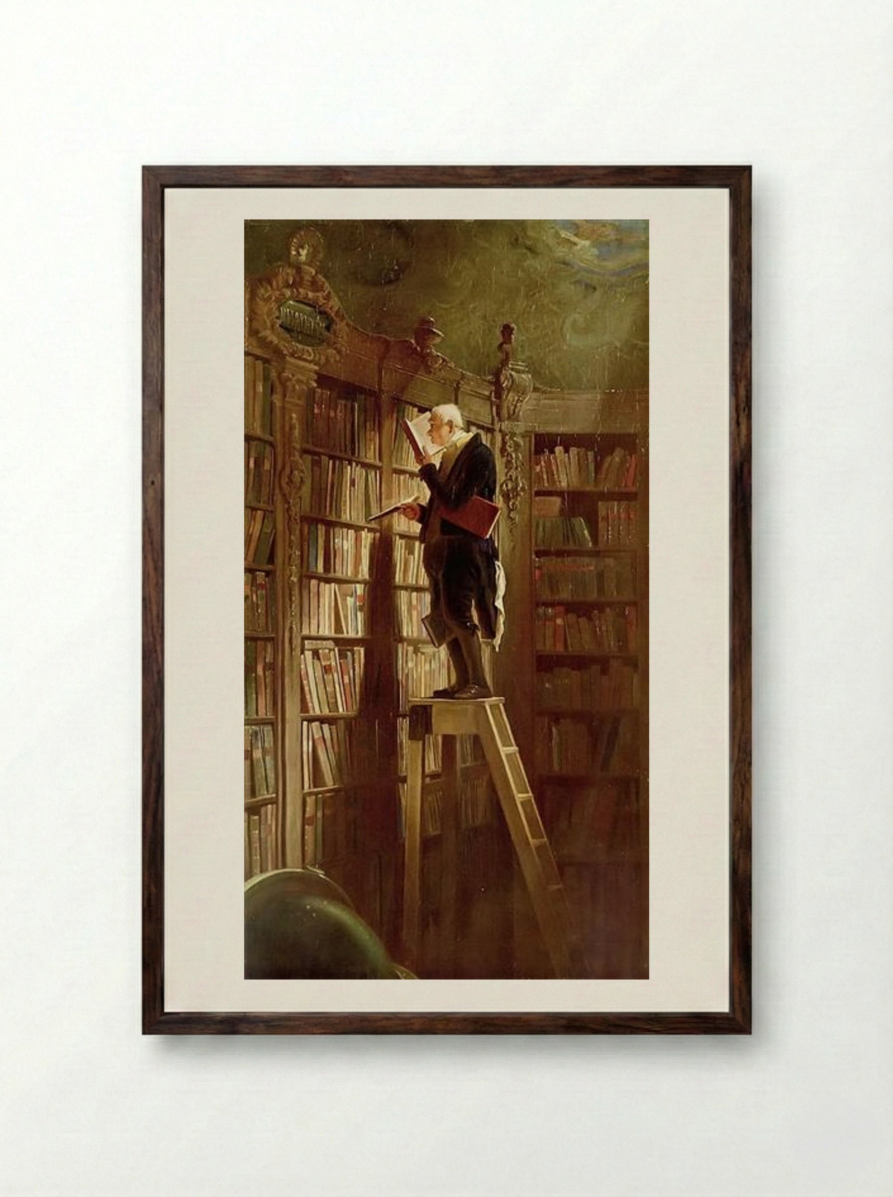 The Book Worm - Carl Spitzweg - Framed Print Dark Wood