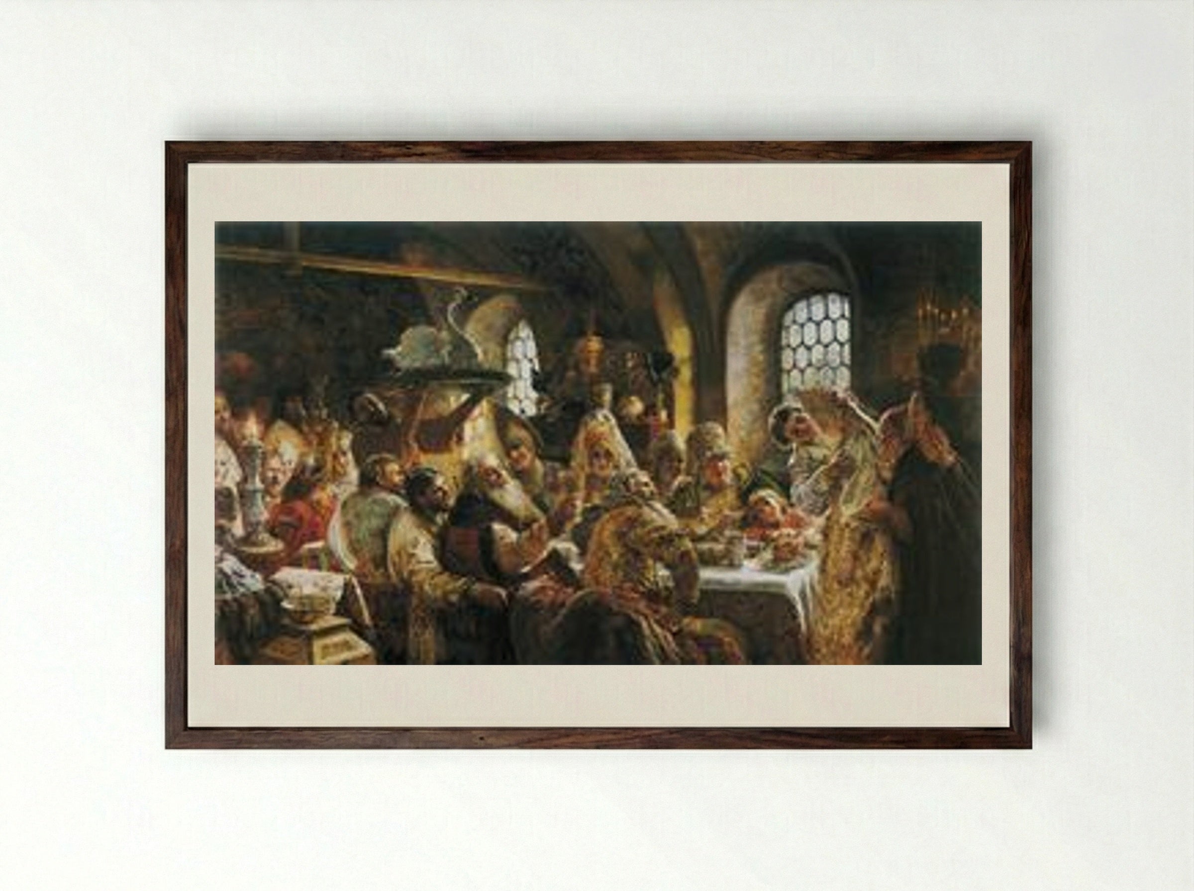 The Boyars' Wedding - Konstantin Makovsky - Framed Print Dark Wood