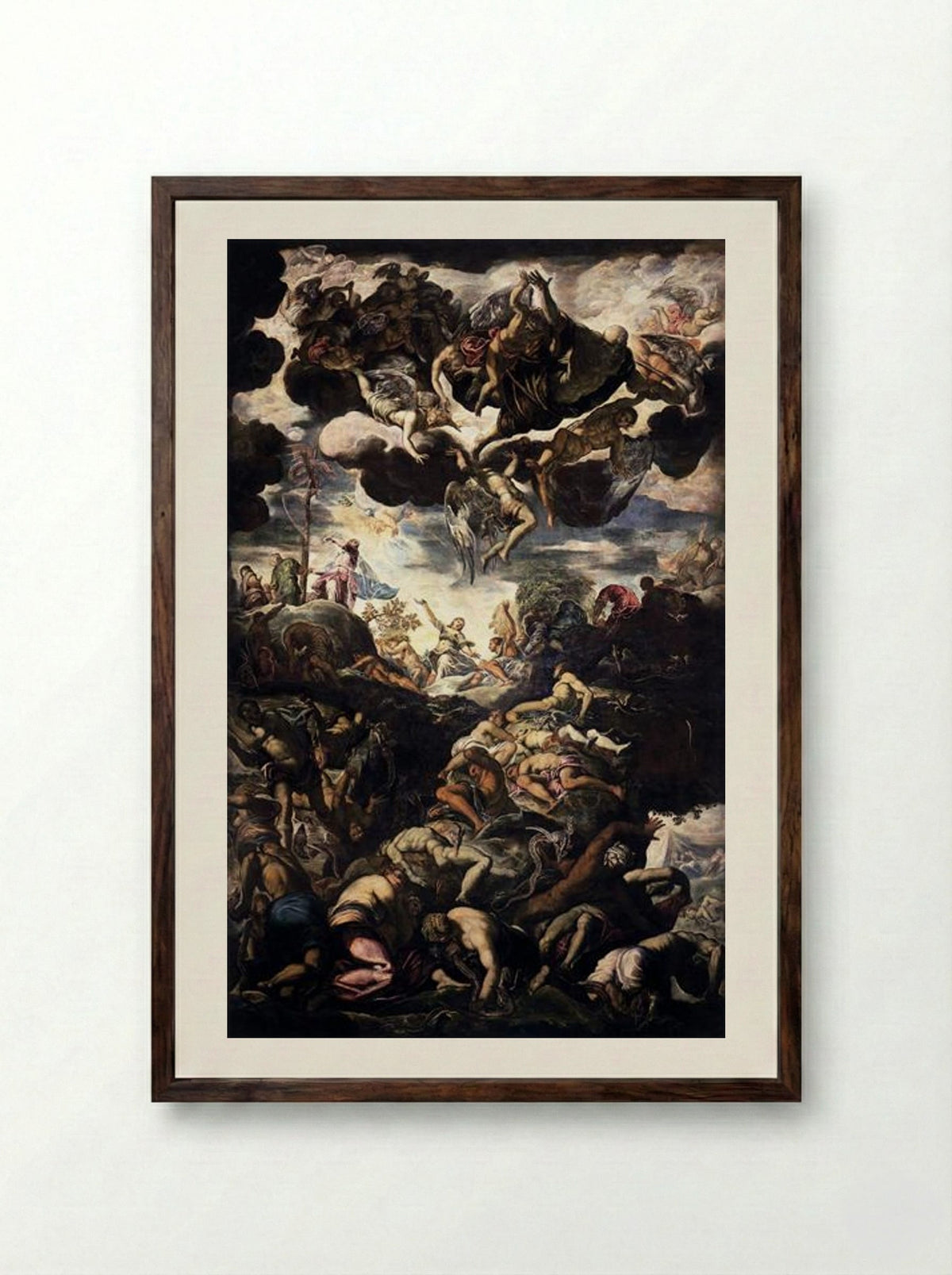 The Brazen Serpent - Tintoretto - Framed Print Dark Wood