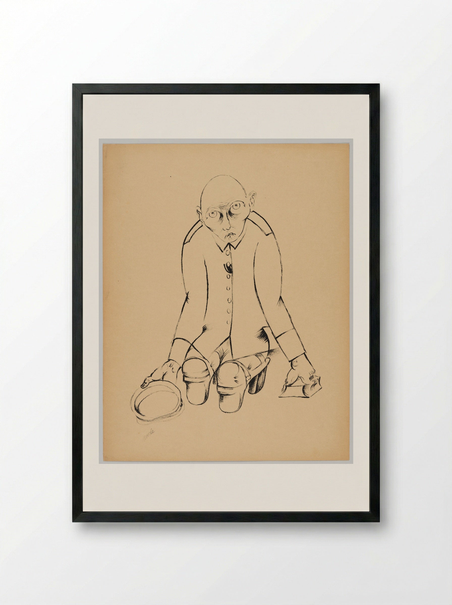 The Breadwinner - Heinrich Hoerle - Framed Print Black