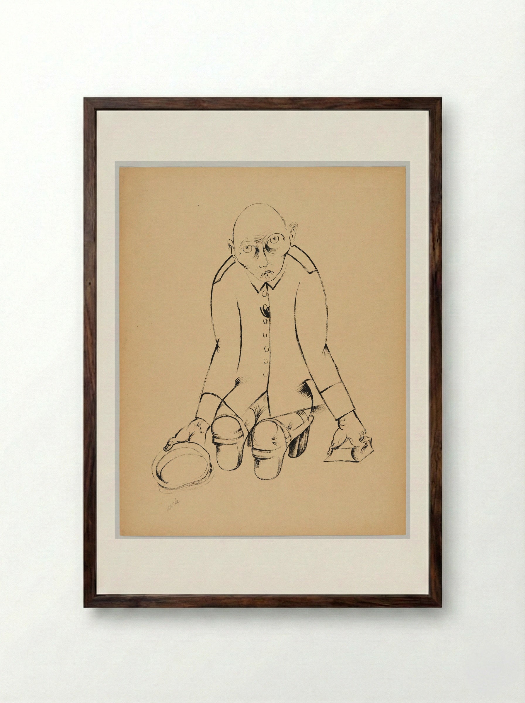 The Breadwinner - Heinrich Hoerle - Framed Print Dark Wood