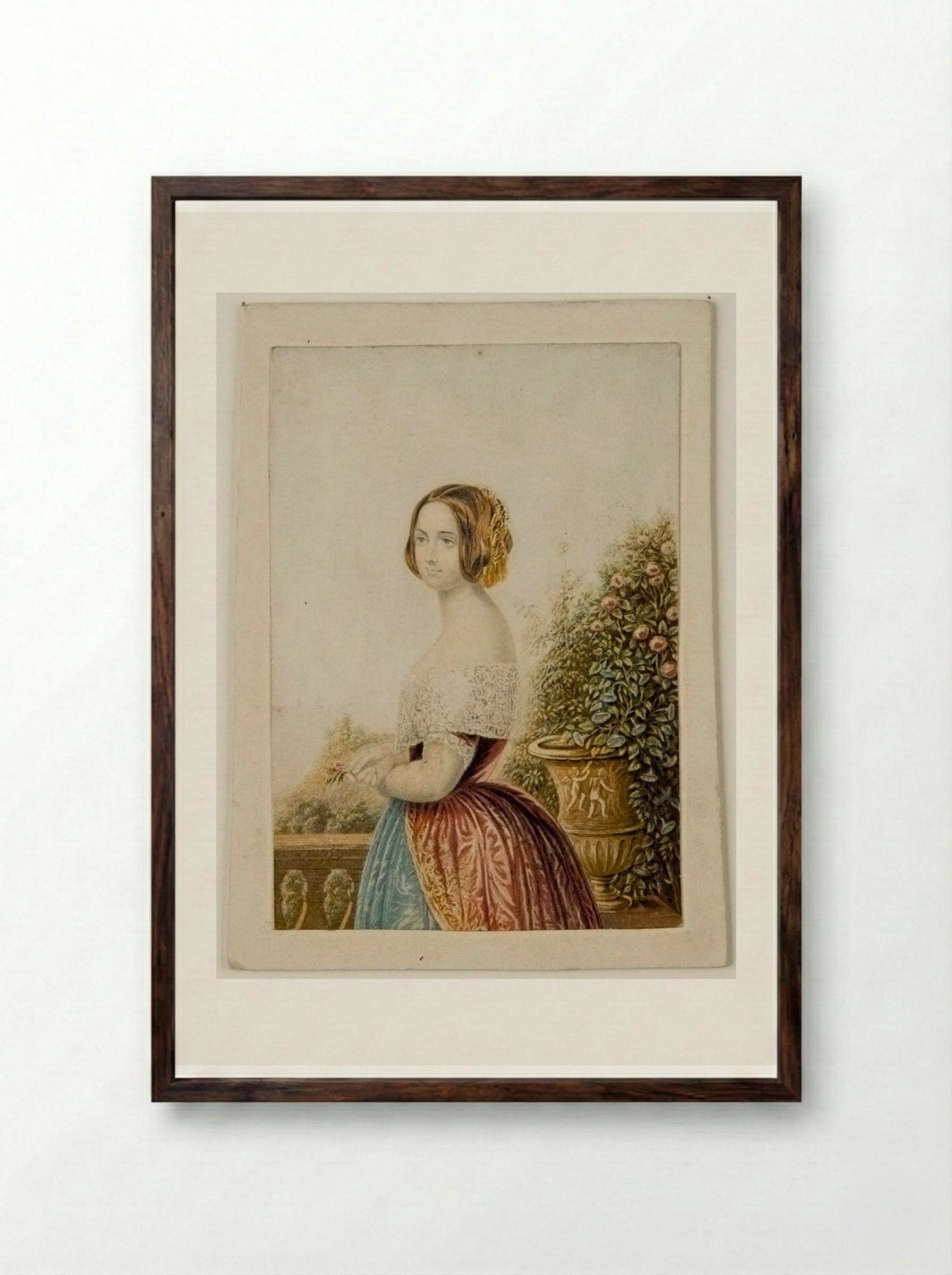 The Bride - George Baxter - Framed Print Dark Wood