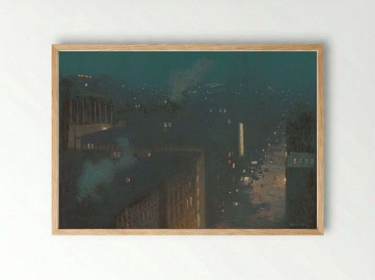 The Bridge Nocturne - Julian Alden Weir - Framed Print Wood