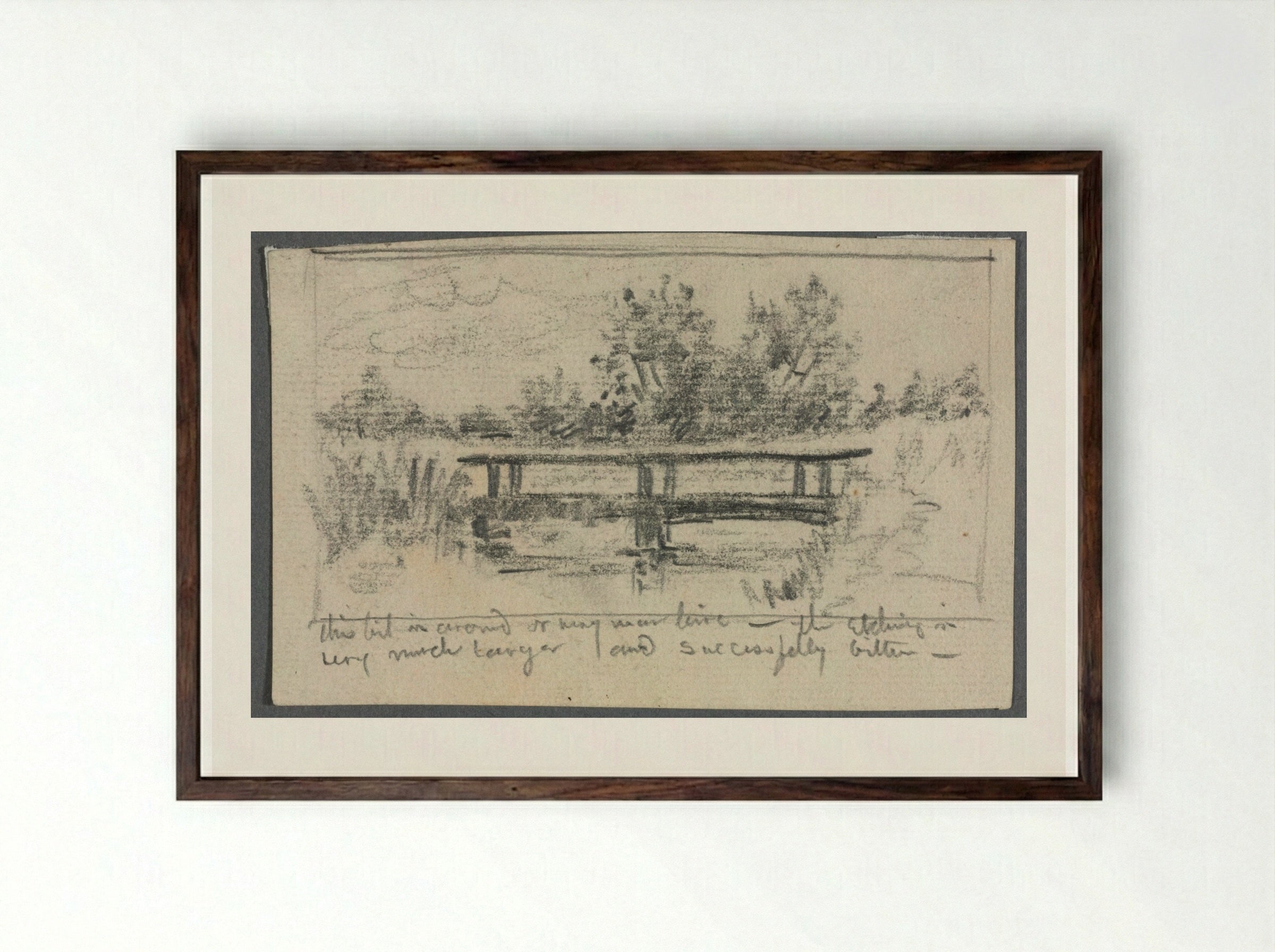 The Bridge, Schleissheim - Otto H. Bacher - Framed Print Dark Wood