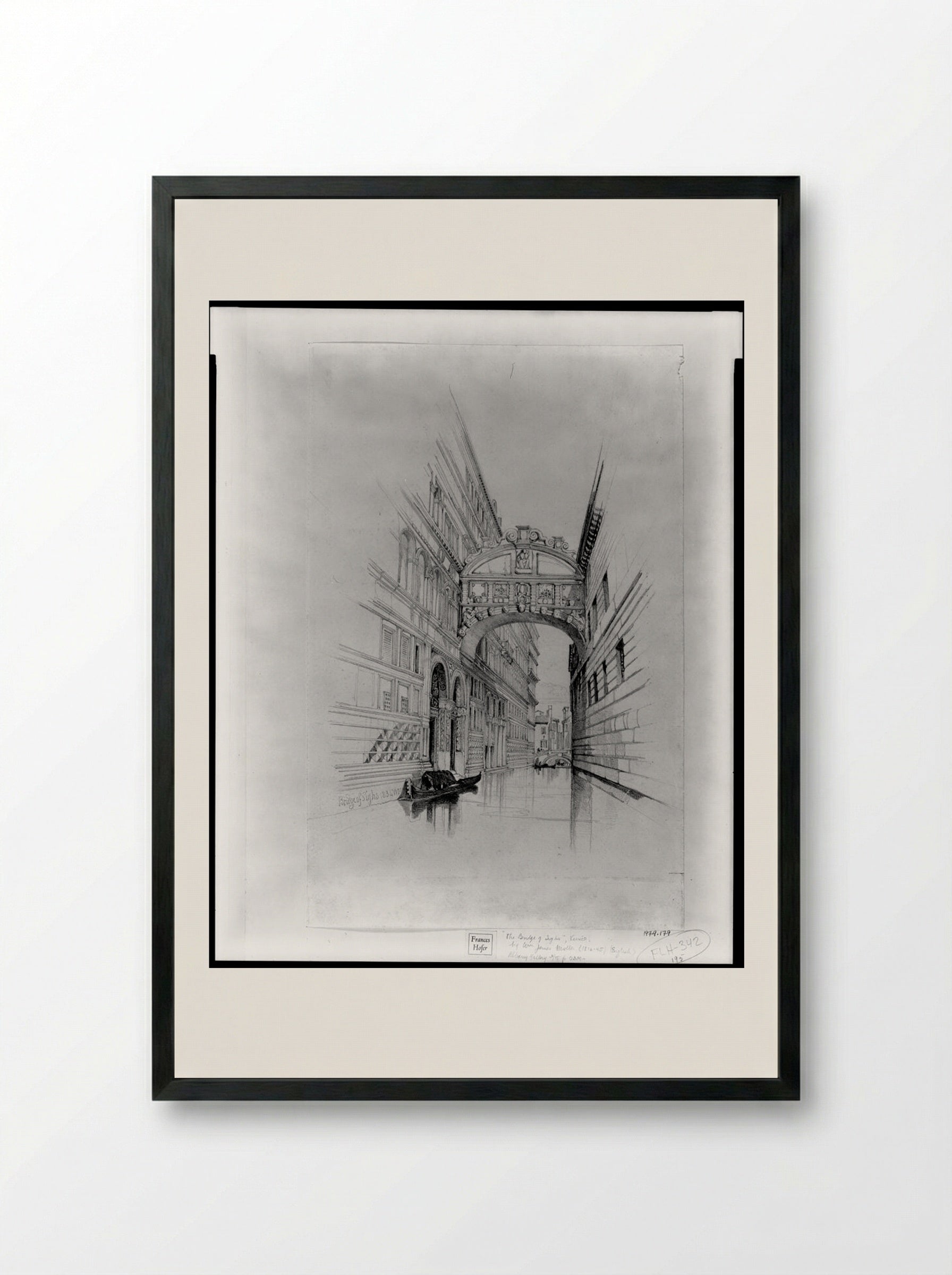 The Bridge of Sighs, Venice - William James Müller - Framed Print Black