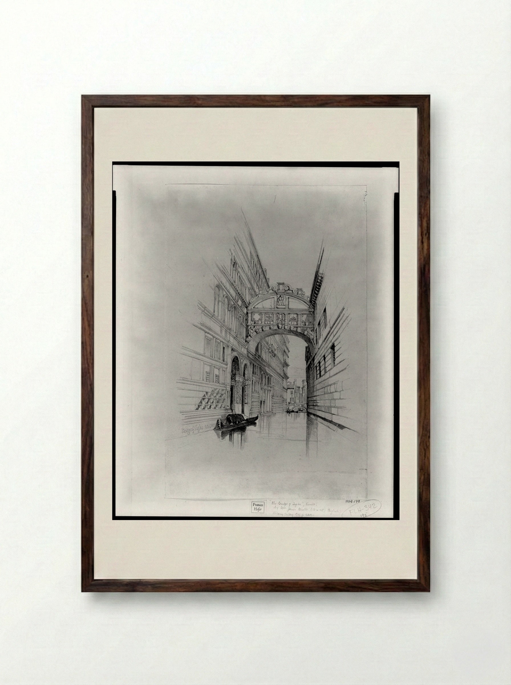 The Bridge of Sighs, Venice - William James Müller - Framed Print Dark Wood