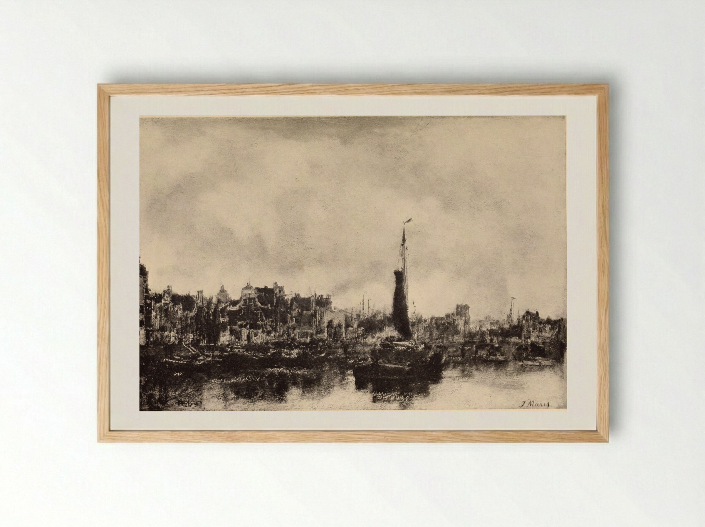 The Bridge - Jacob Maris - Framed Print Wood