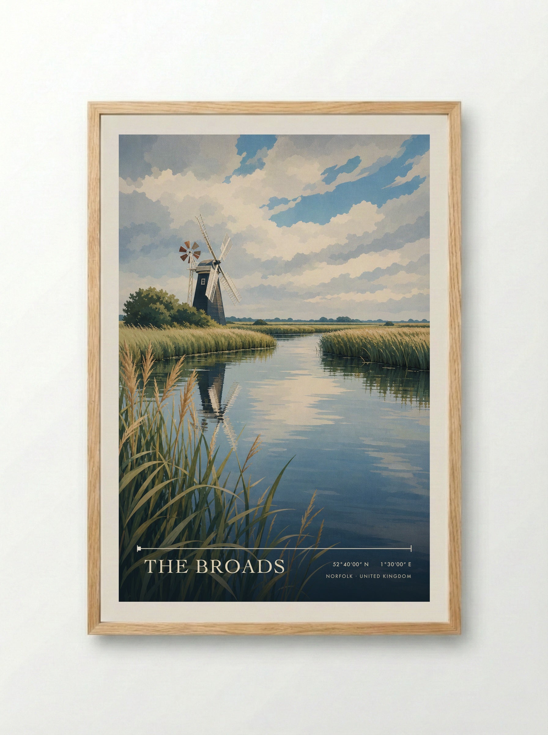 The Broads Norfolk United Kingdom Travel Poster - Framed Print Wood